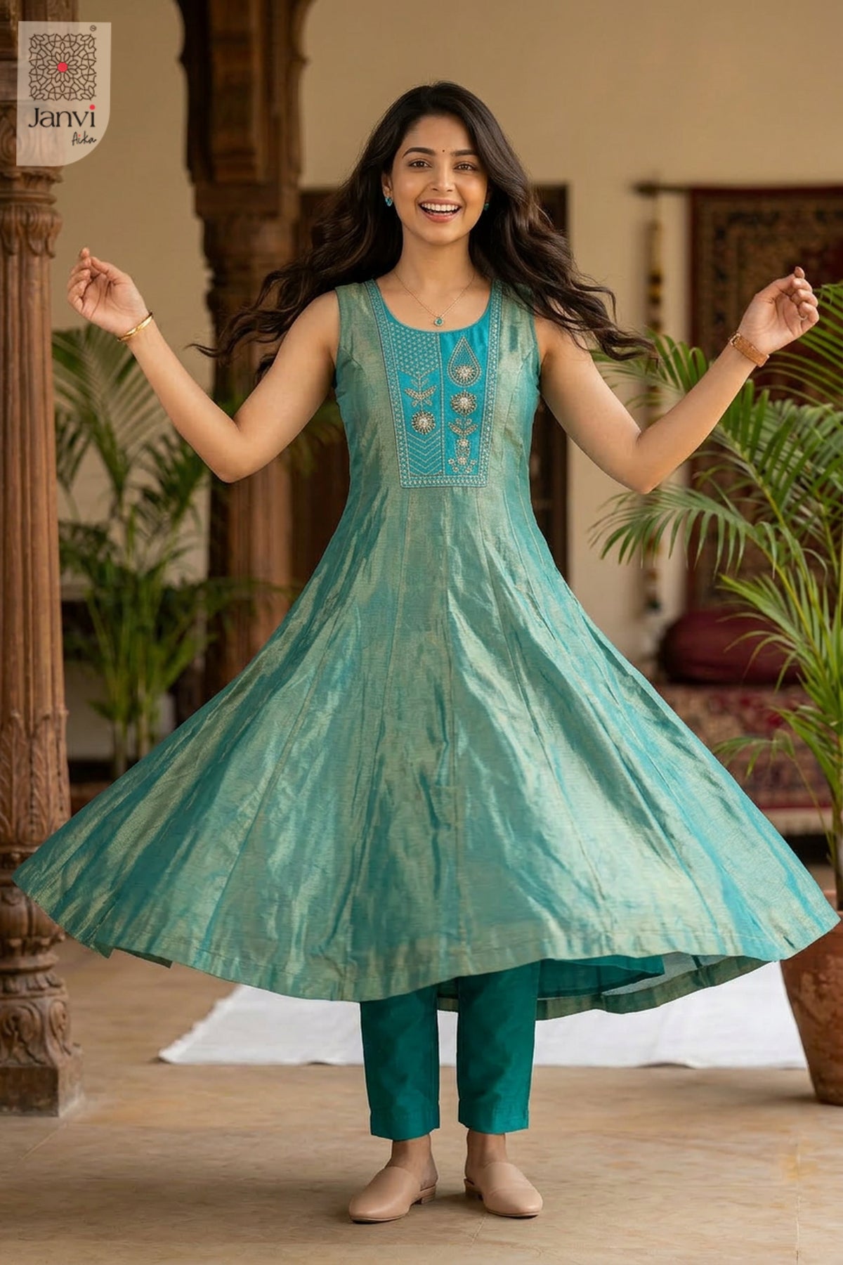 Close-up of bodice and embroidery of Aurel Skyline for beautiful party dresses for ladies.