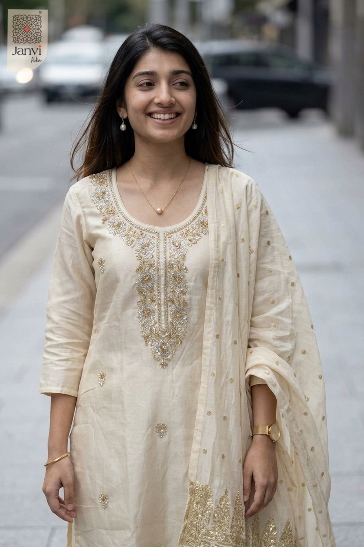 Alessa Floral Beadwork Kurta Set