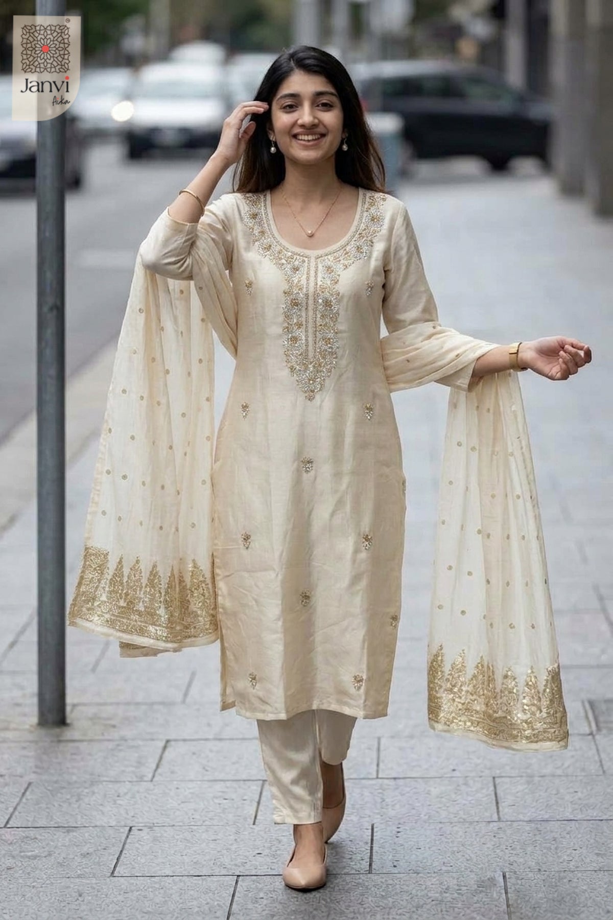 Alessa Floral Beadwork Kurta Set