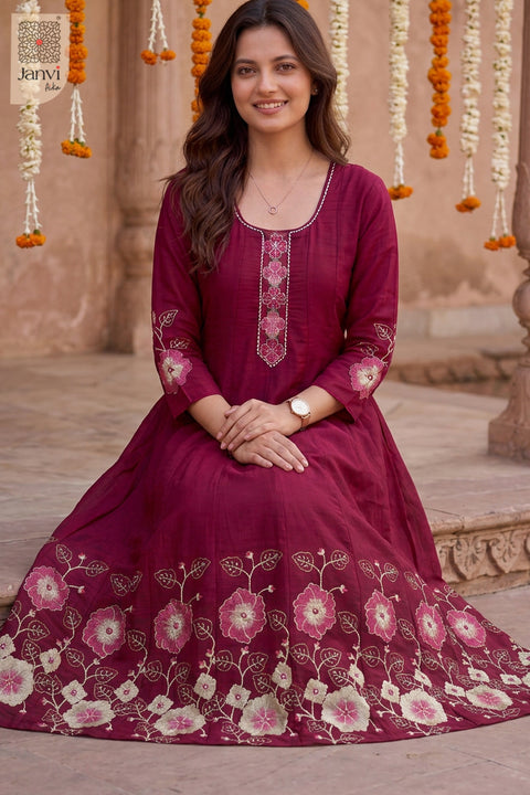 Amaranth Bloomtrail Placket Round Neck