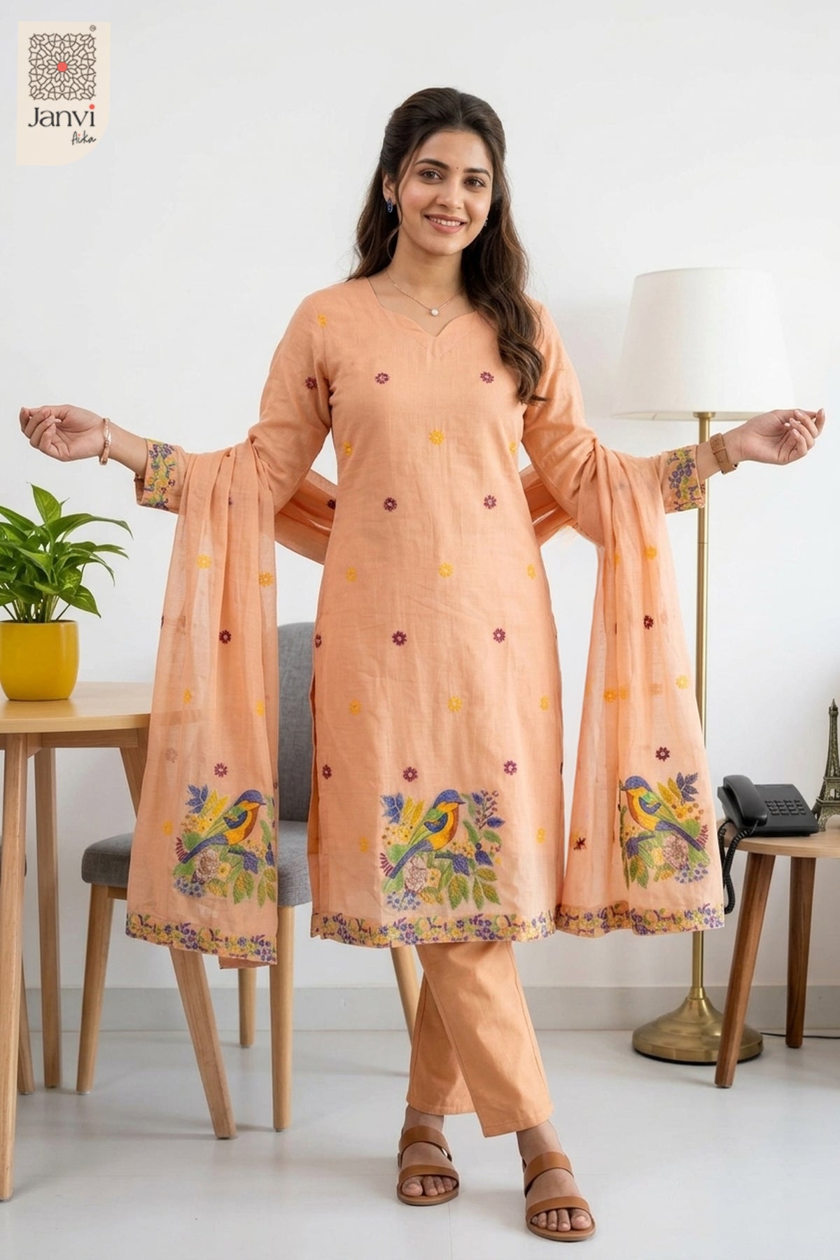 Apricot Bloom Printed Set