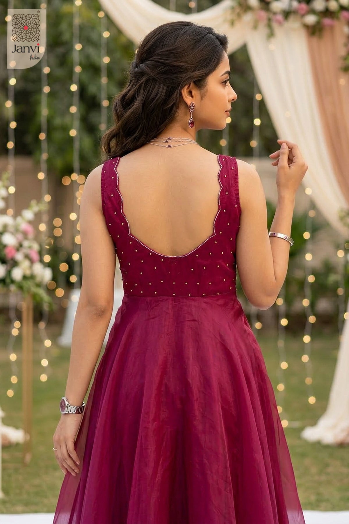 Berry Bloom Anarkali Dress