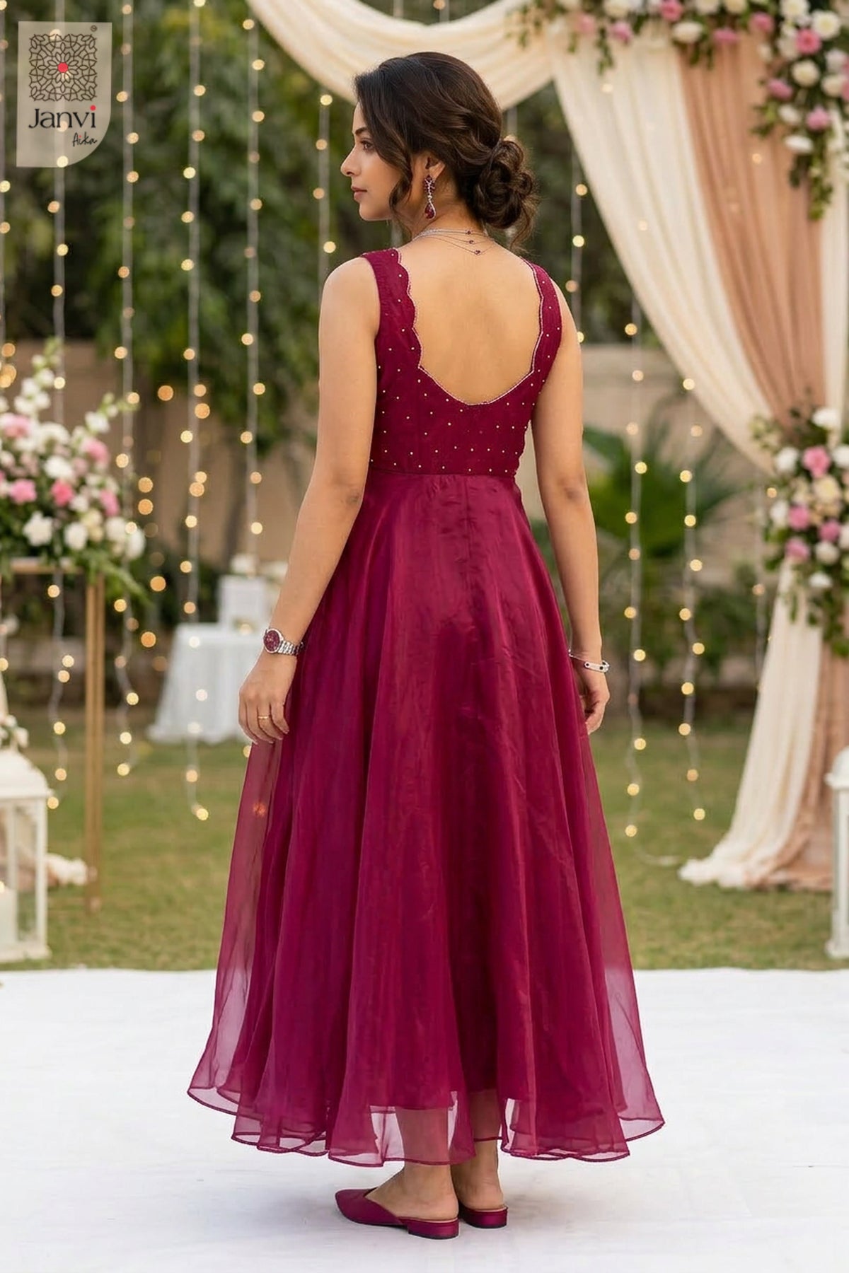 Berry Bloom Anarkali Dress