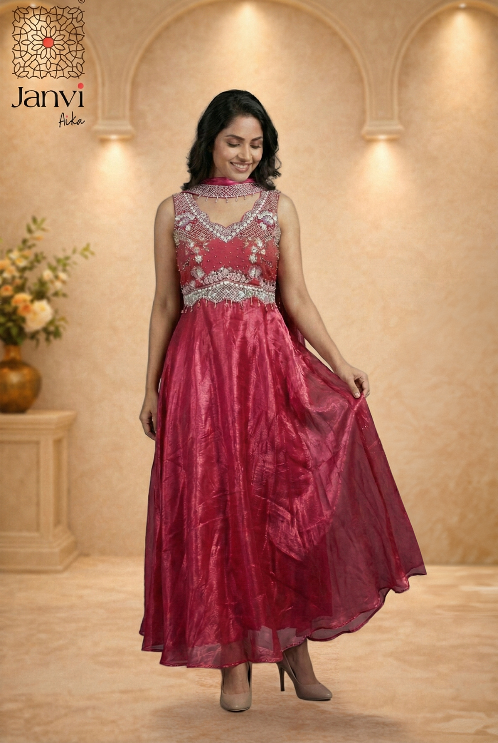 Berry Bloom Anarkali Dress
