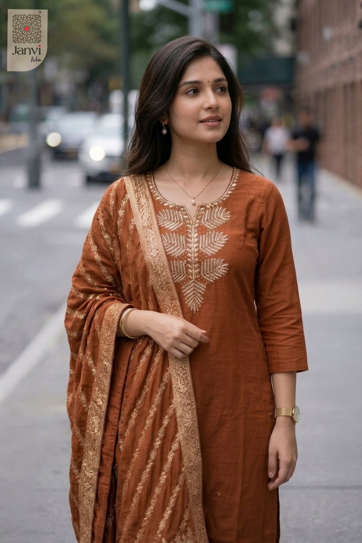 Copper Leaf Chudidhar Set