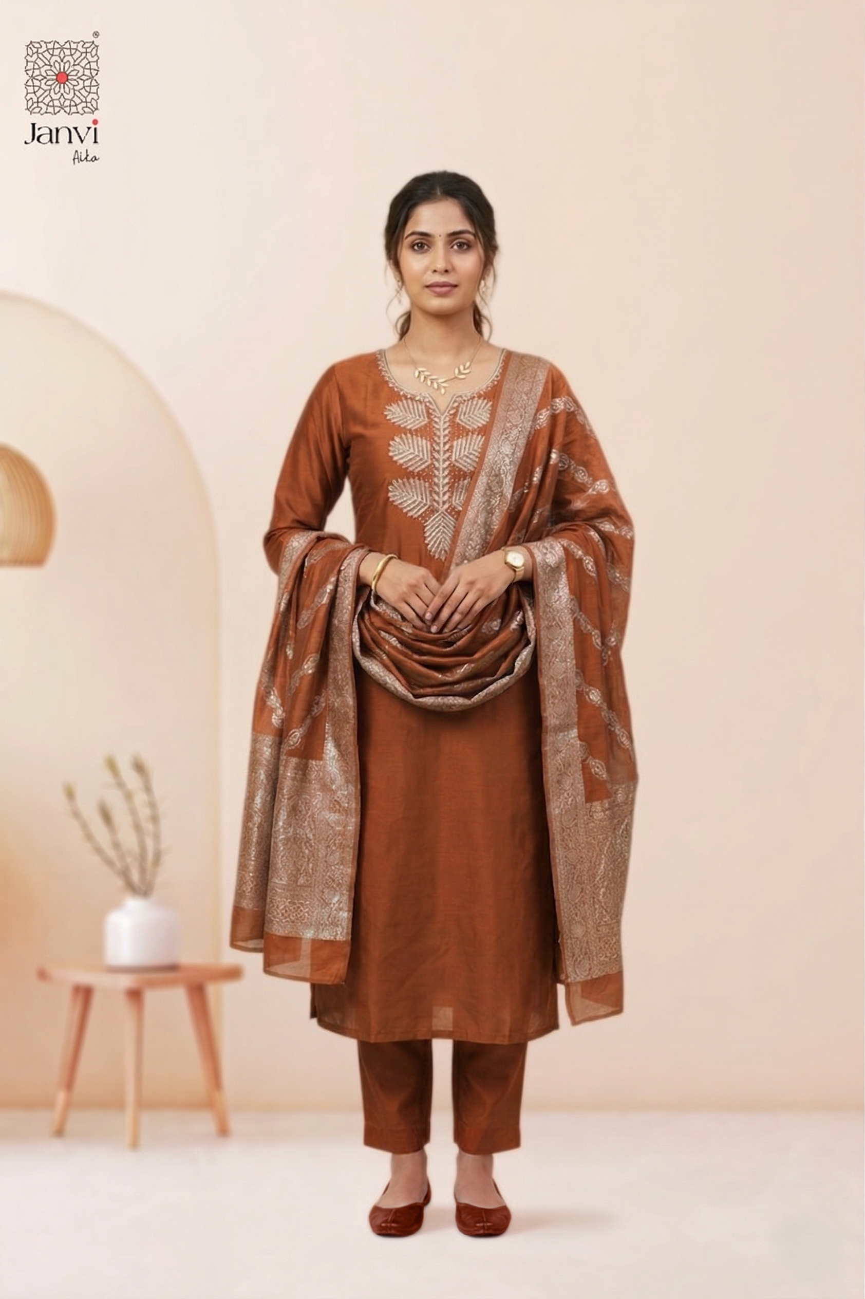 Copper Leaf Chudidhar Set