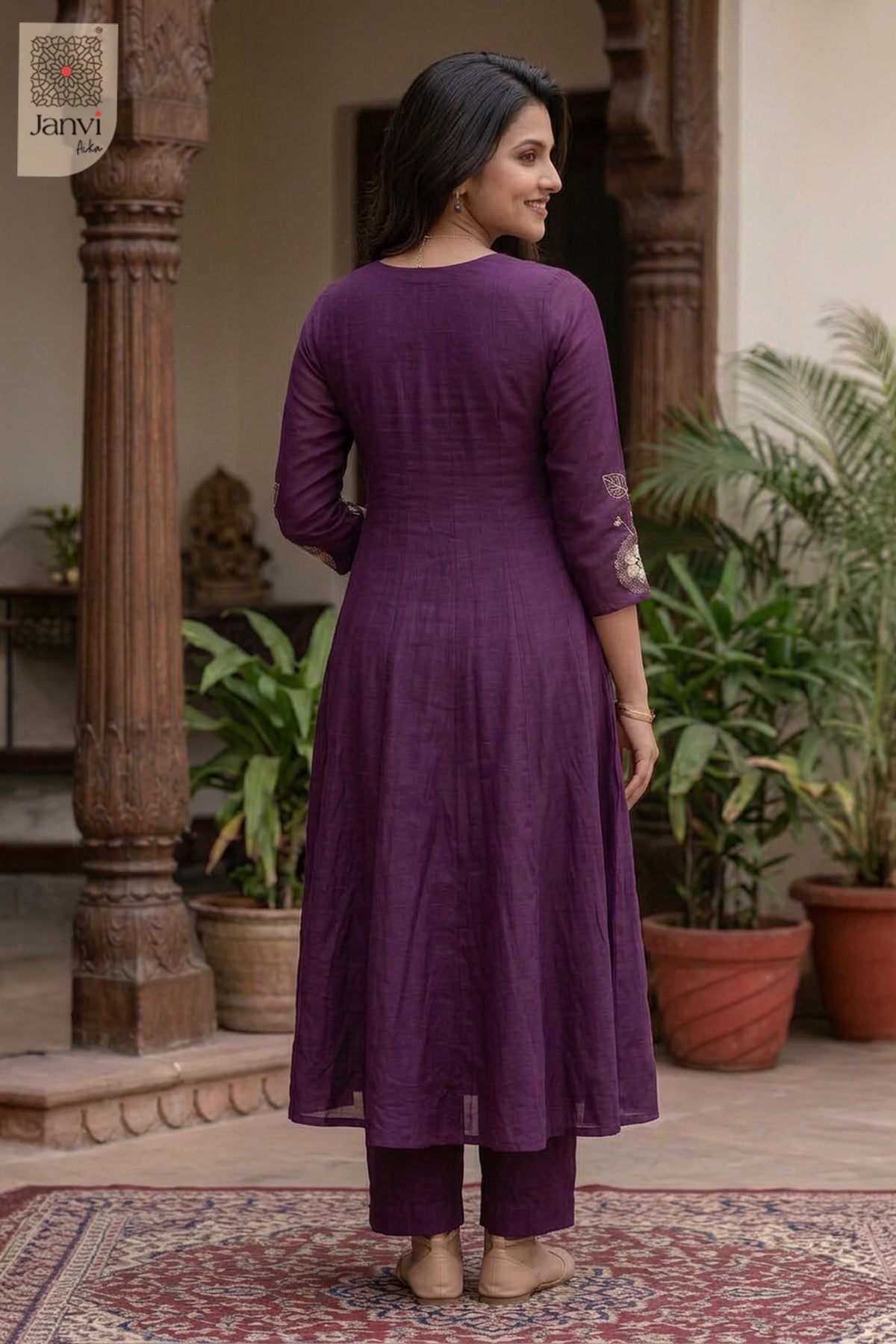 Cerise Bloomtrail Placket Round Neck