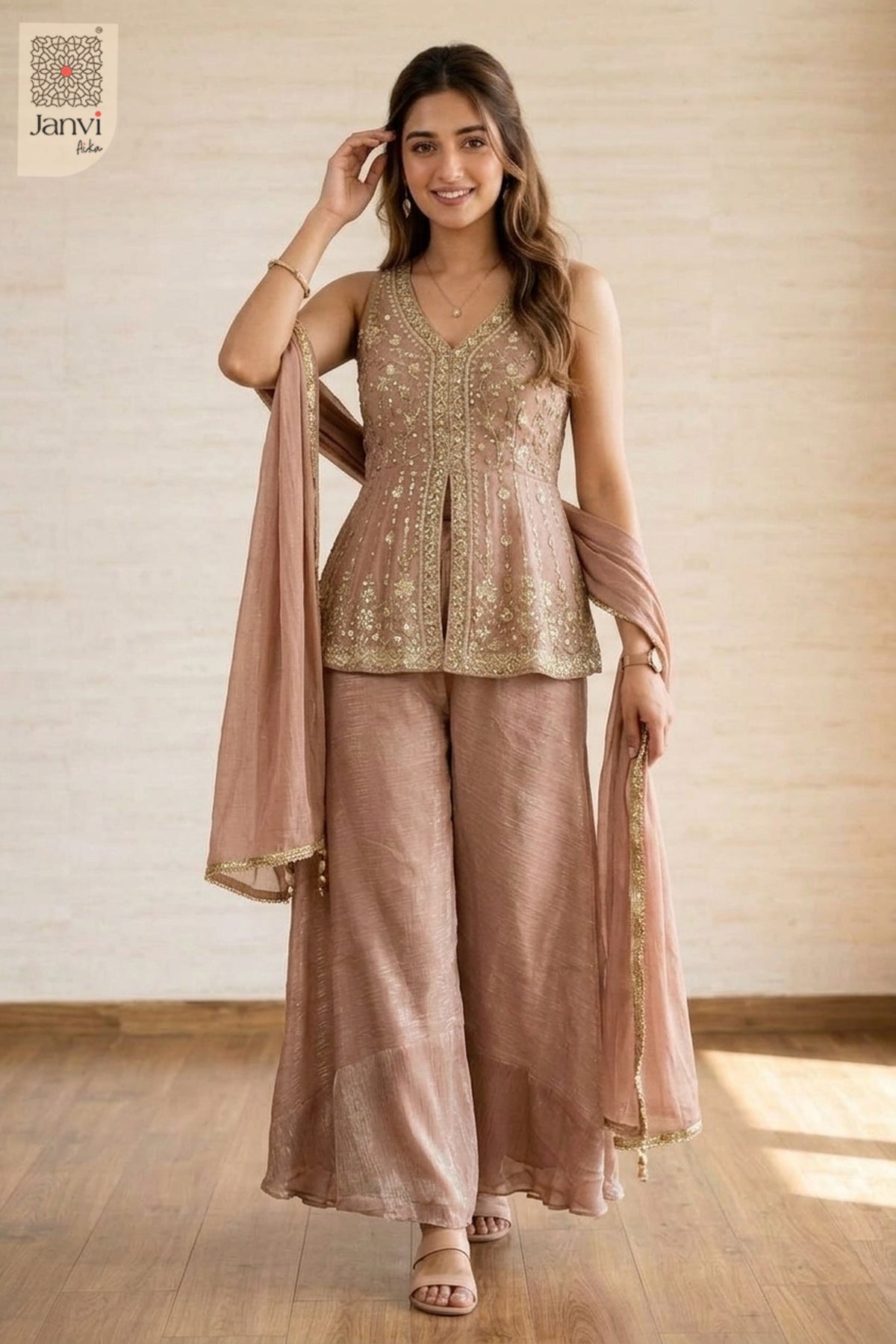 Champagne Aura Sharara Set