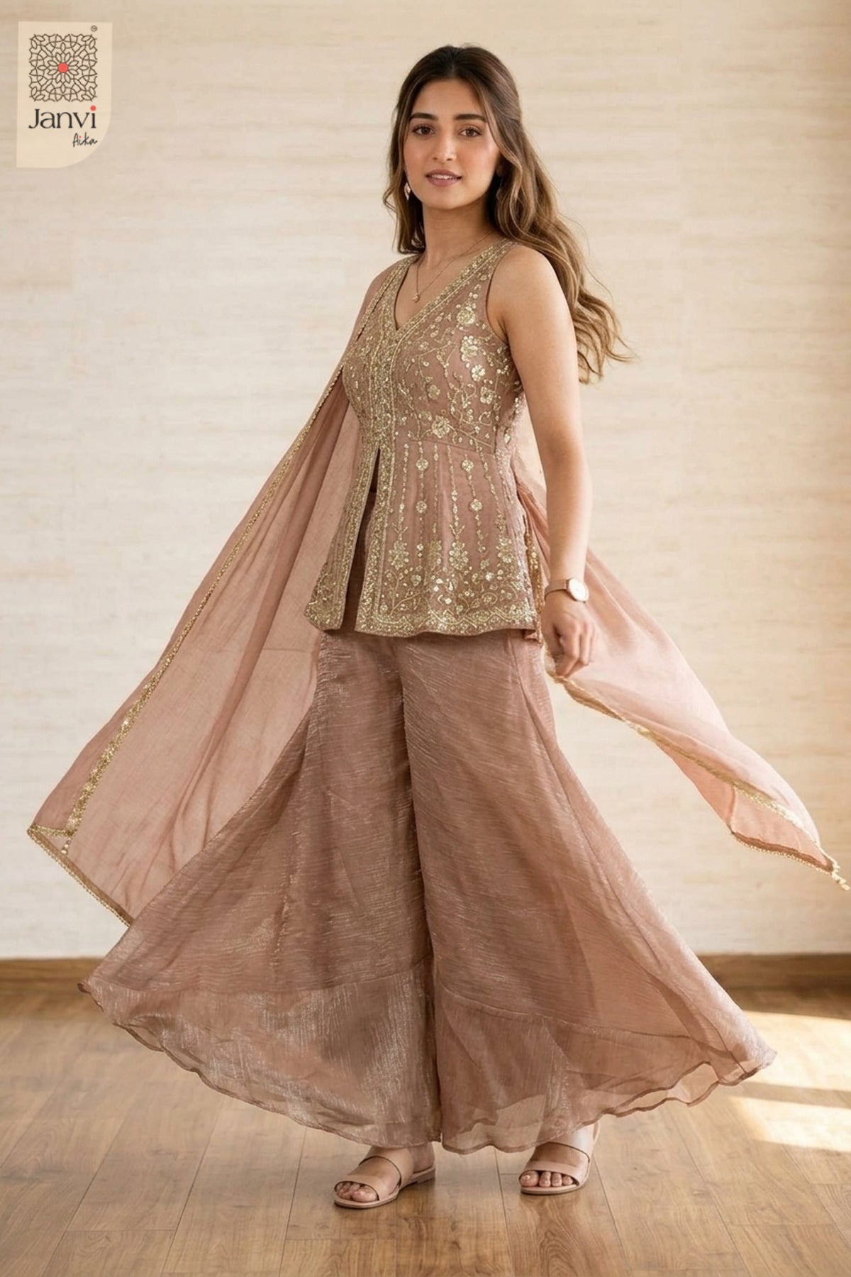 Champagne Aura Sharara Set