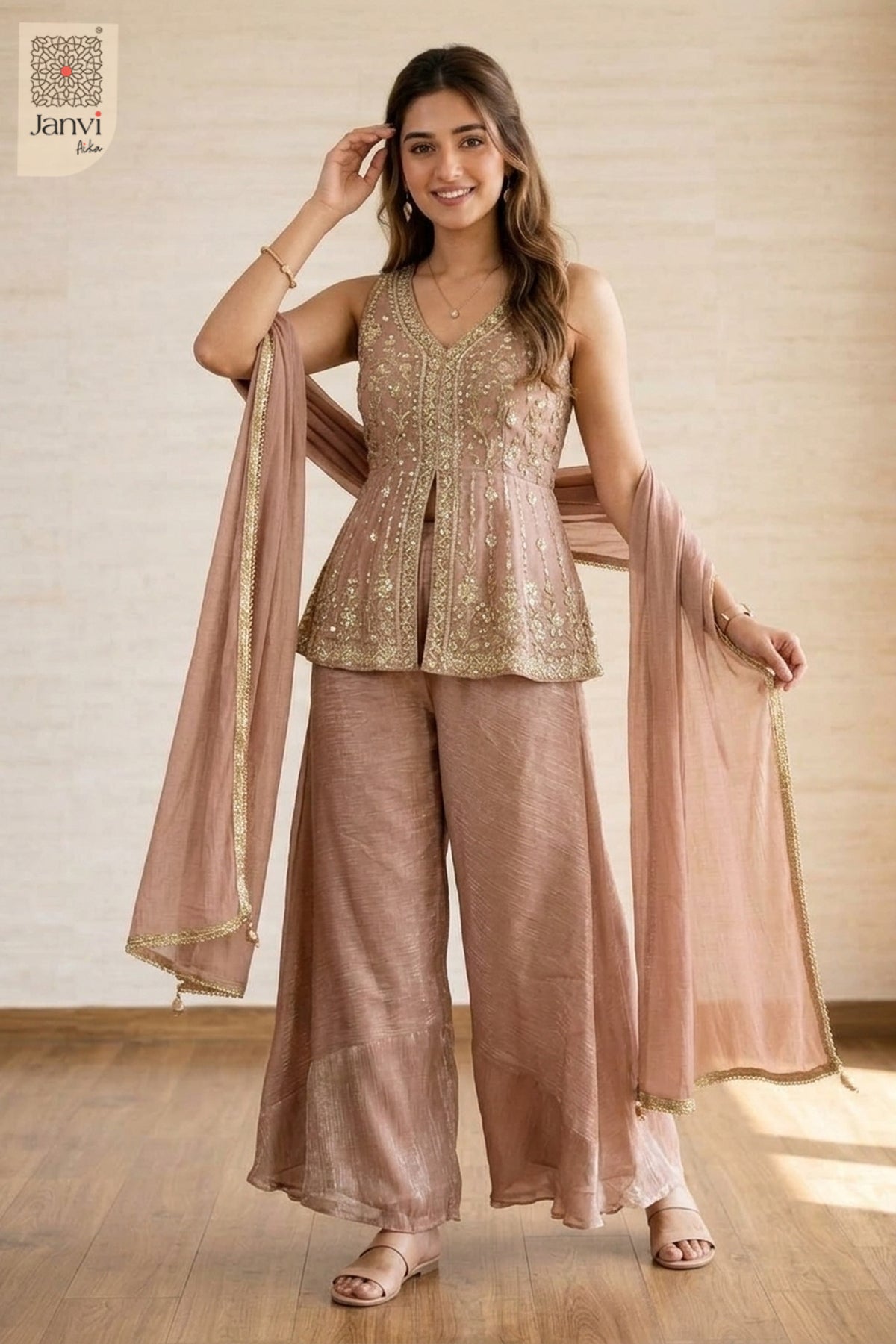 Champagne Aura Sharara Set