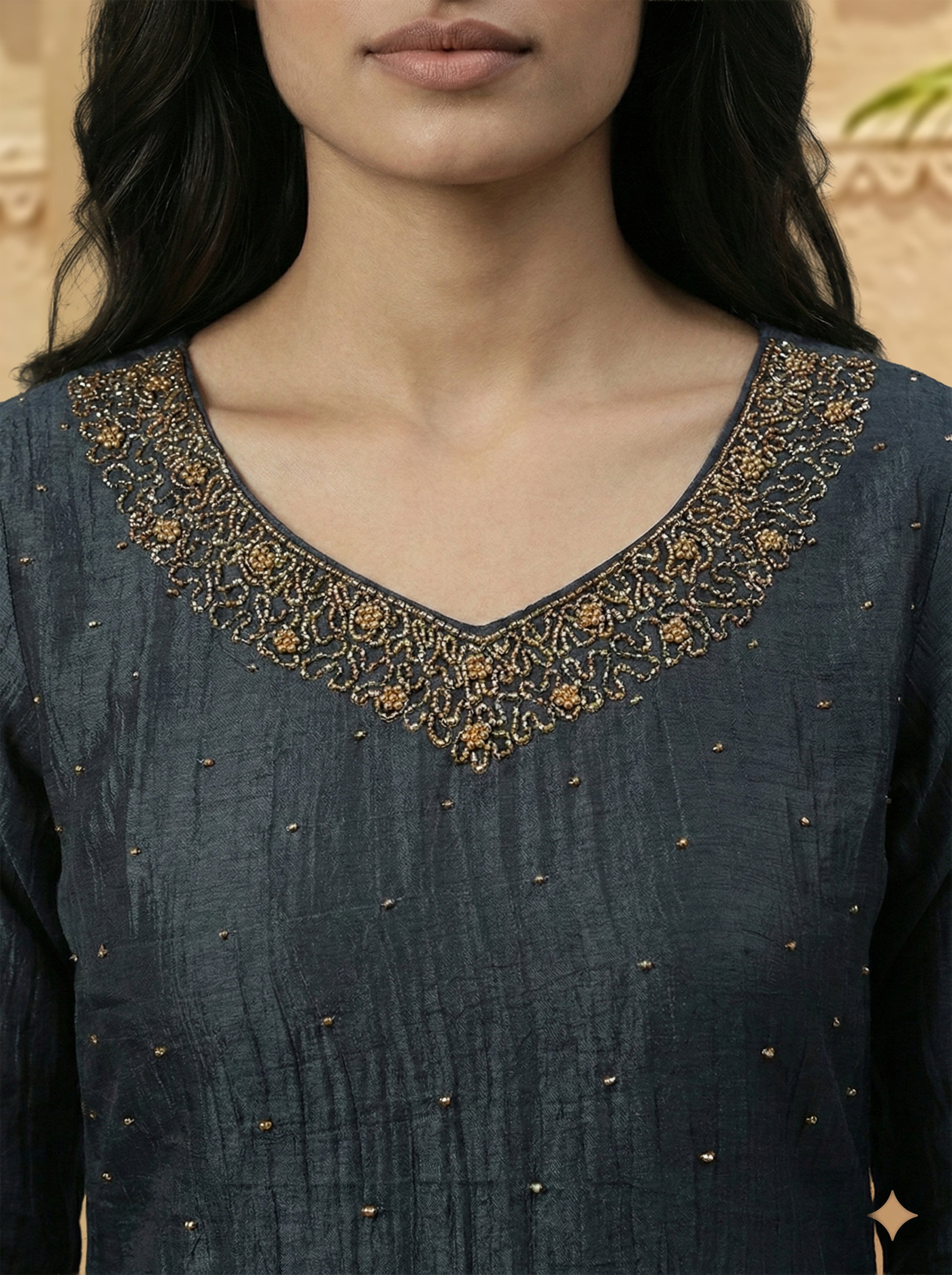 Charcoal Zari Grace Chudidhar Set