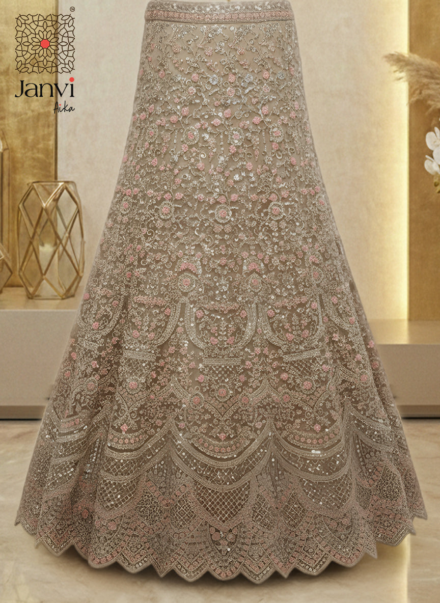 Cream & Ivory Resham Work Lehenga Set