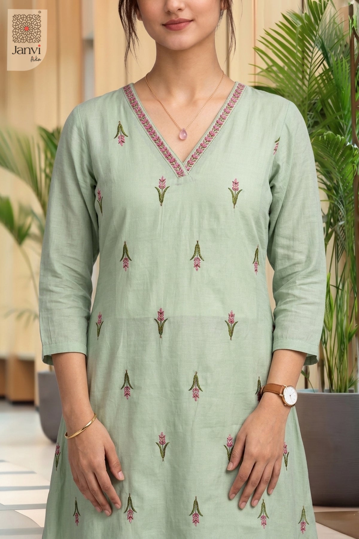 Dove Grey Blossom Embroidered Set