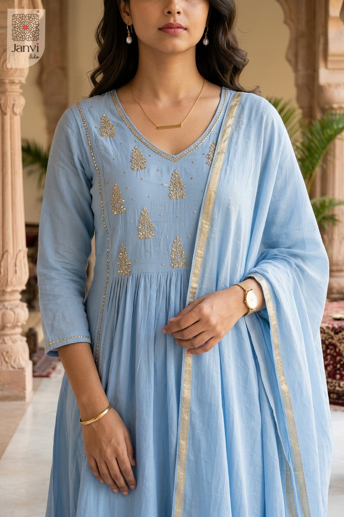 Ethereal Blue Anarkali Dress