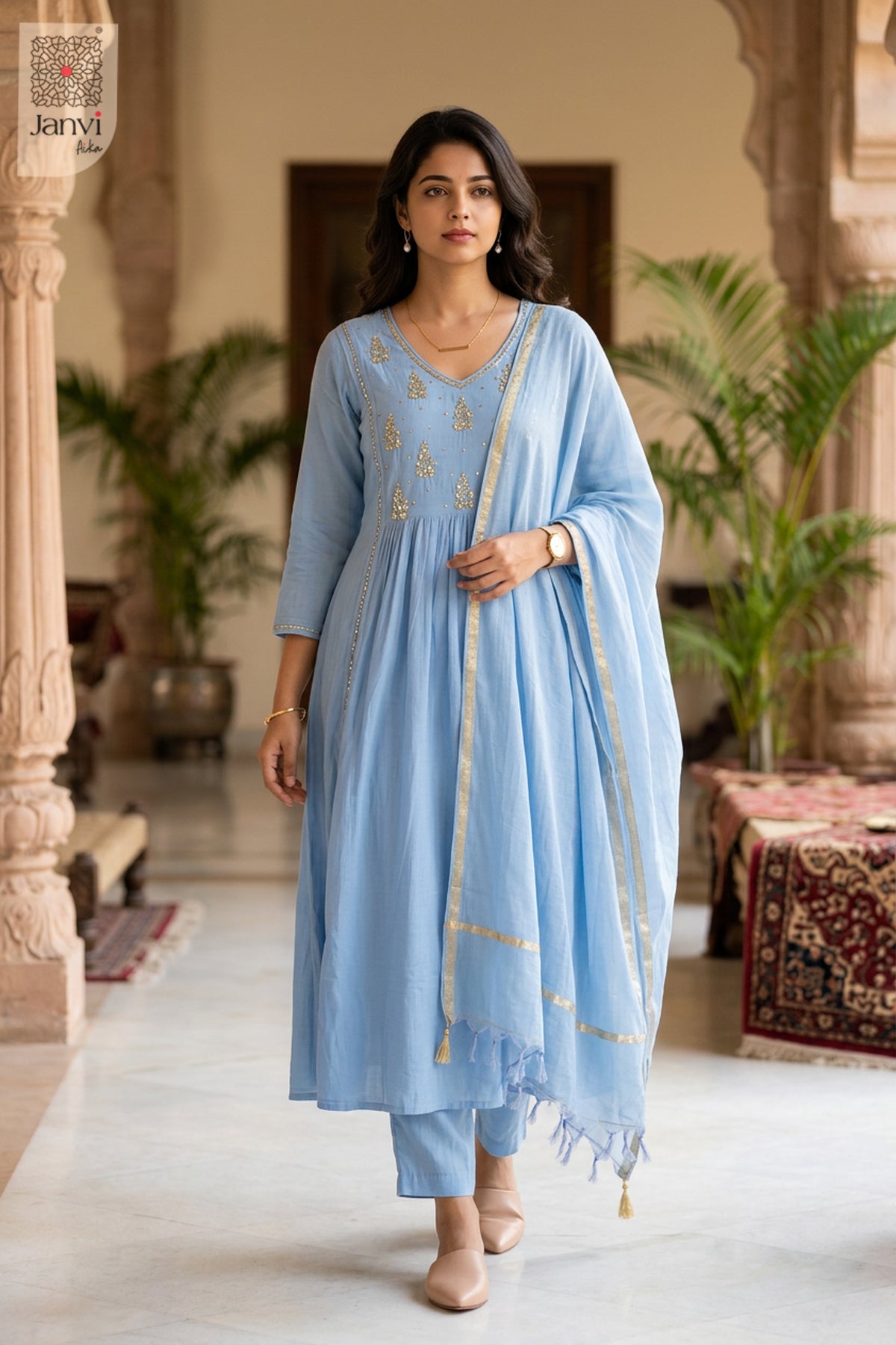 Ethereal Blue Anarkali Dress