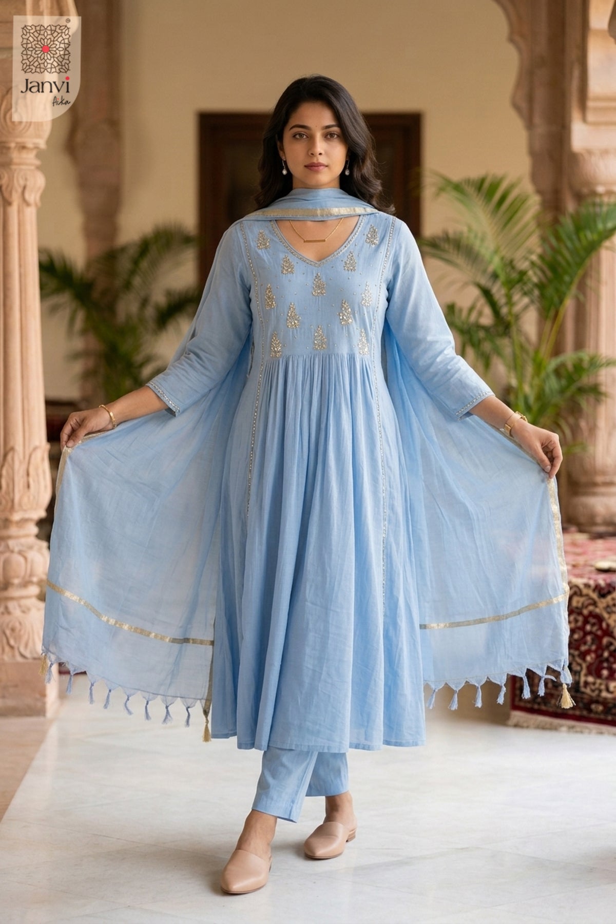 Ethereal Blue Anarkali Dress
