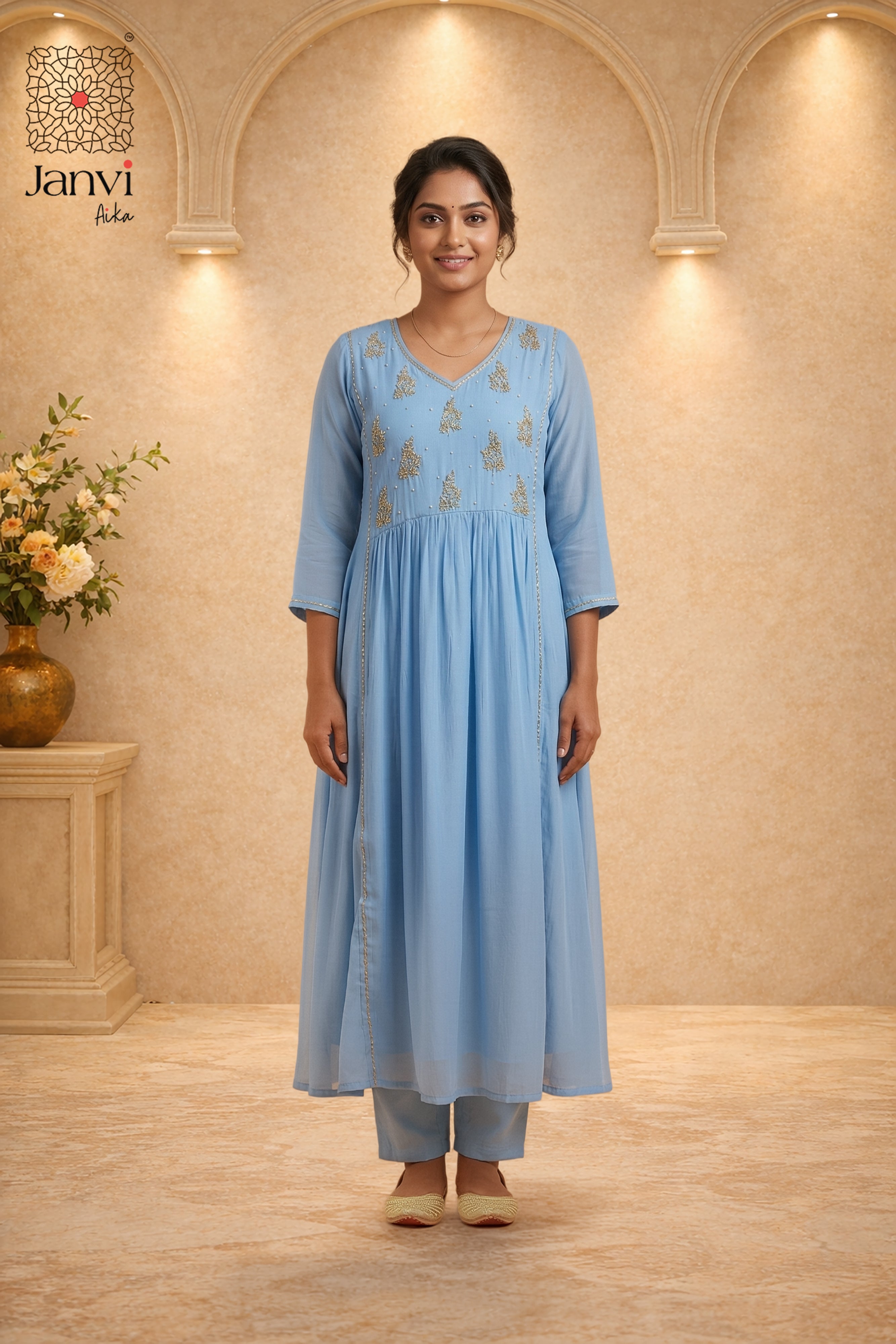 Ethereal Blue Anarkali Dress