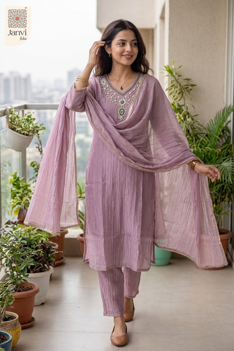 Emerald Pearl Royale Chudidhar– Dusty Mauve