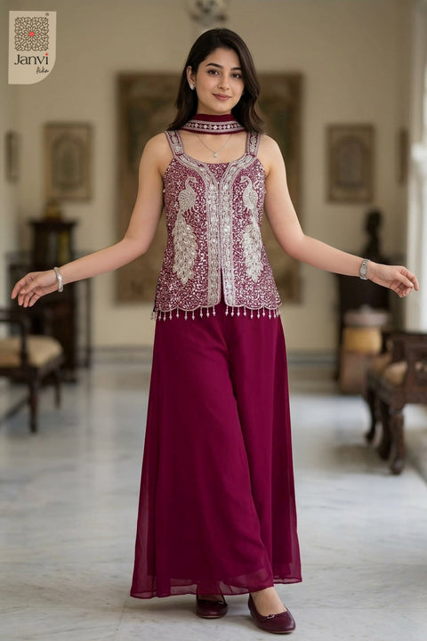 Garnet Glow Sharara Set