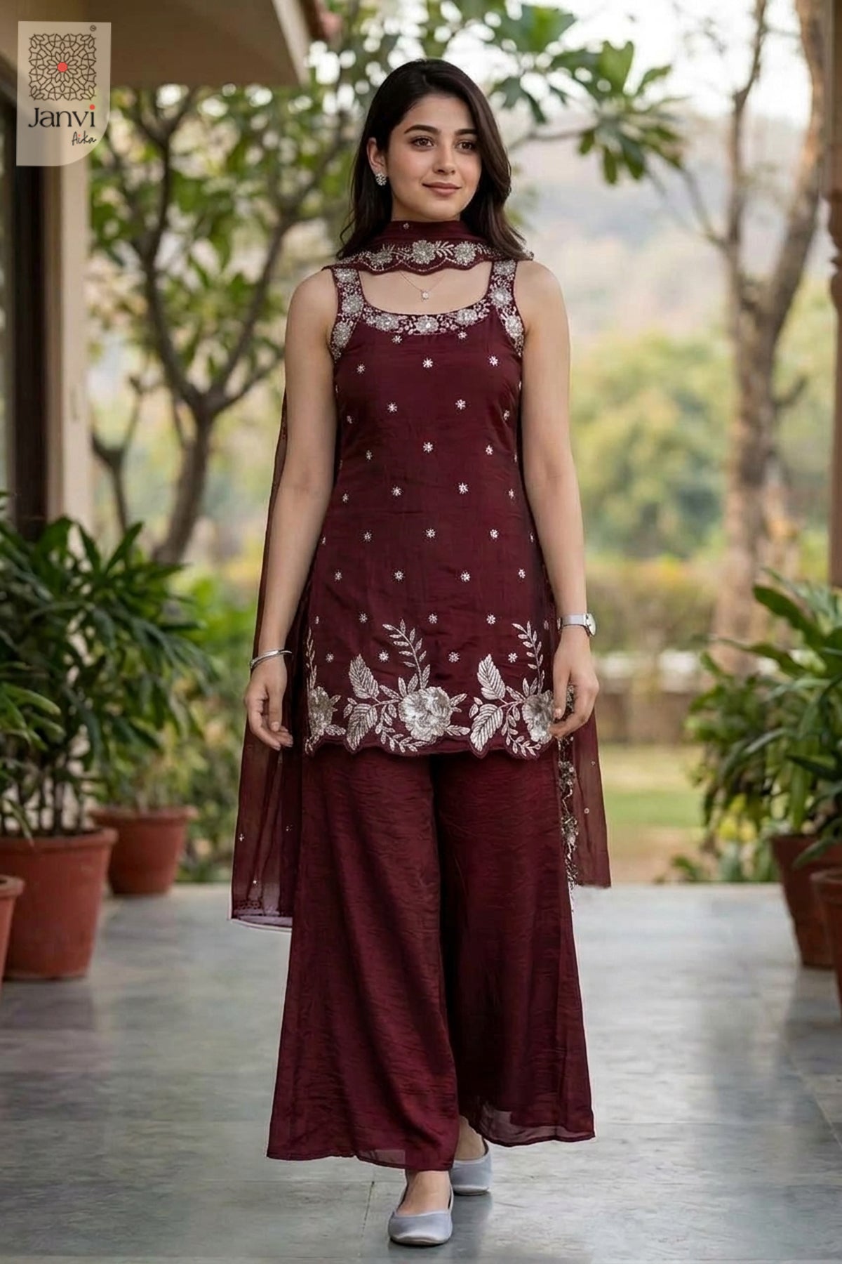 Garnet Garden Sharara Set