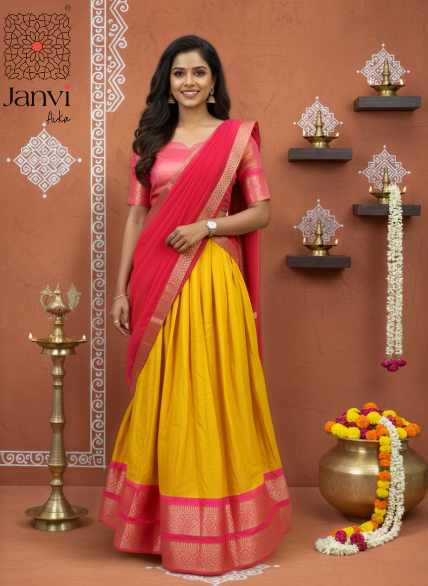 Golden Bloom Half Saree Lehenga Set