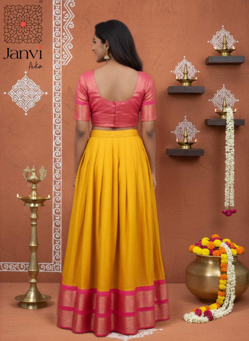 Golden Bloom Half Saree Lehenga Set