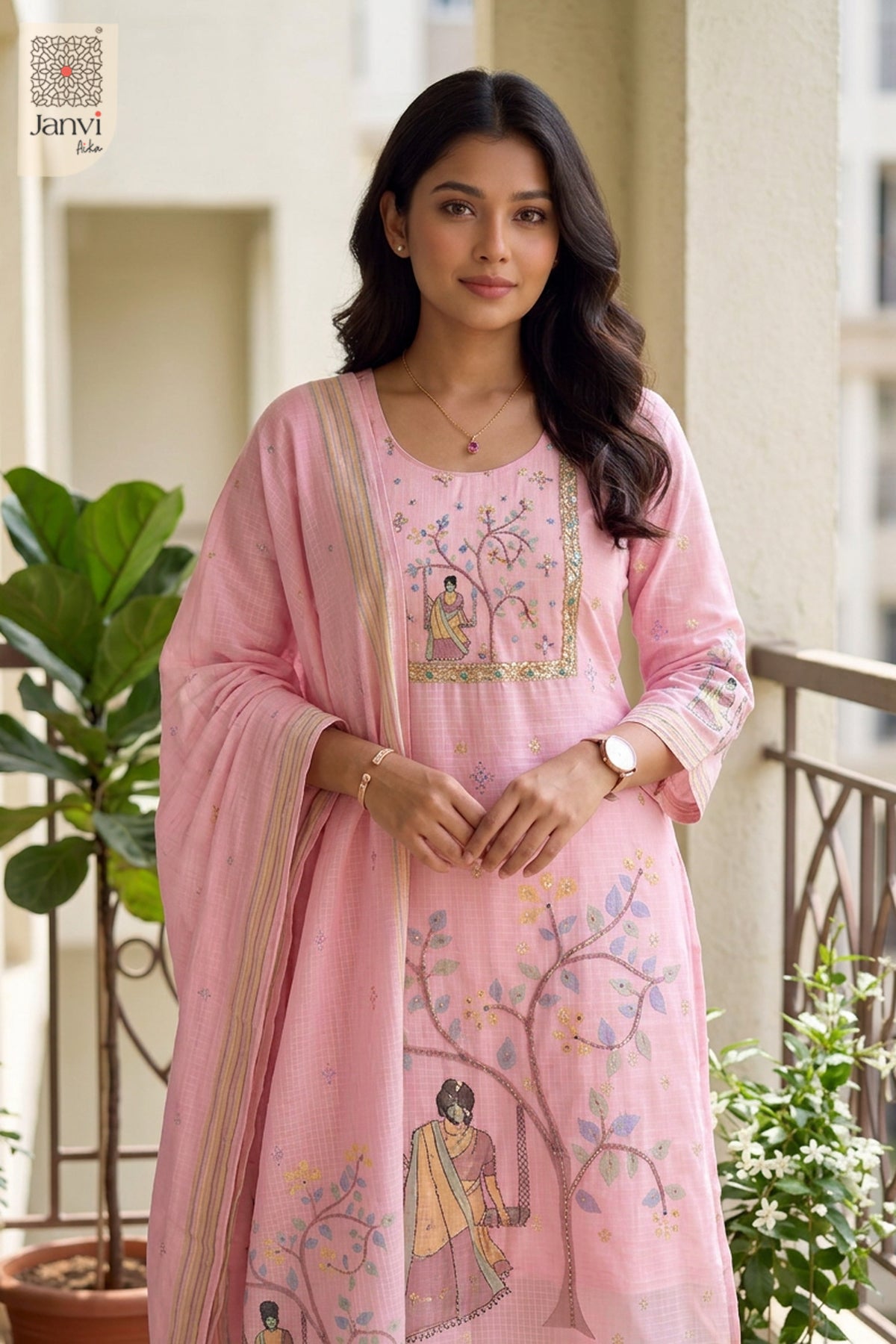Gulabi Dastaan Heritage Embroidered Kurta