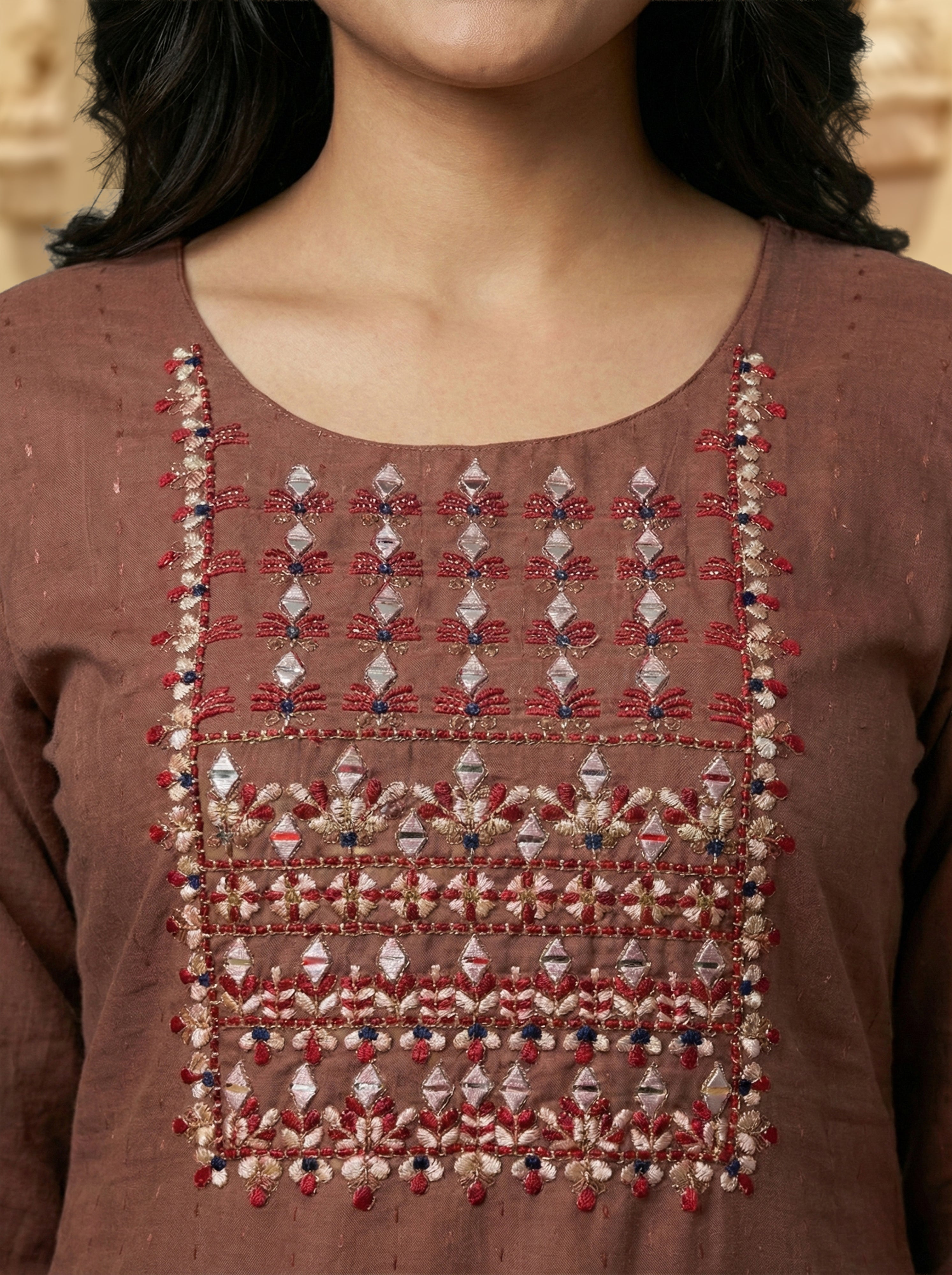 Gulnaar Brown Elegance Chudidhar Set