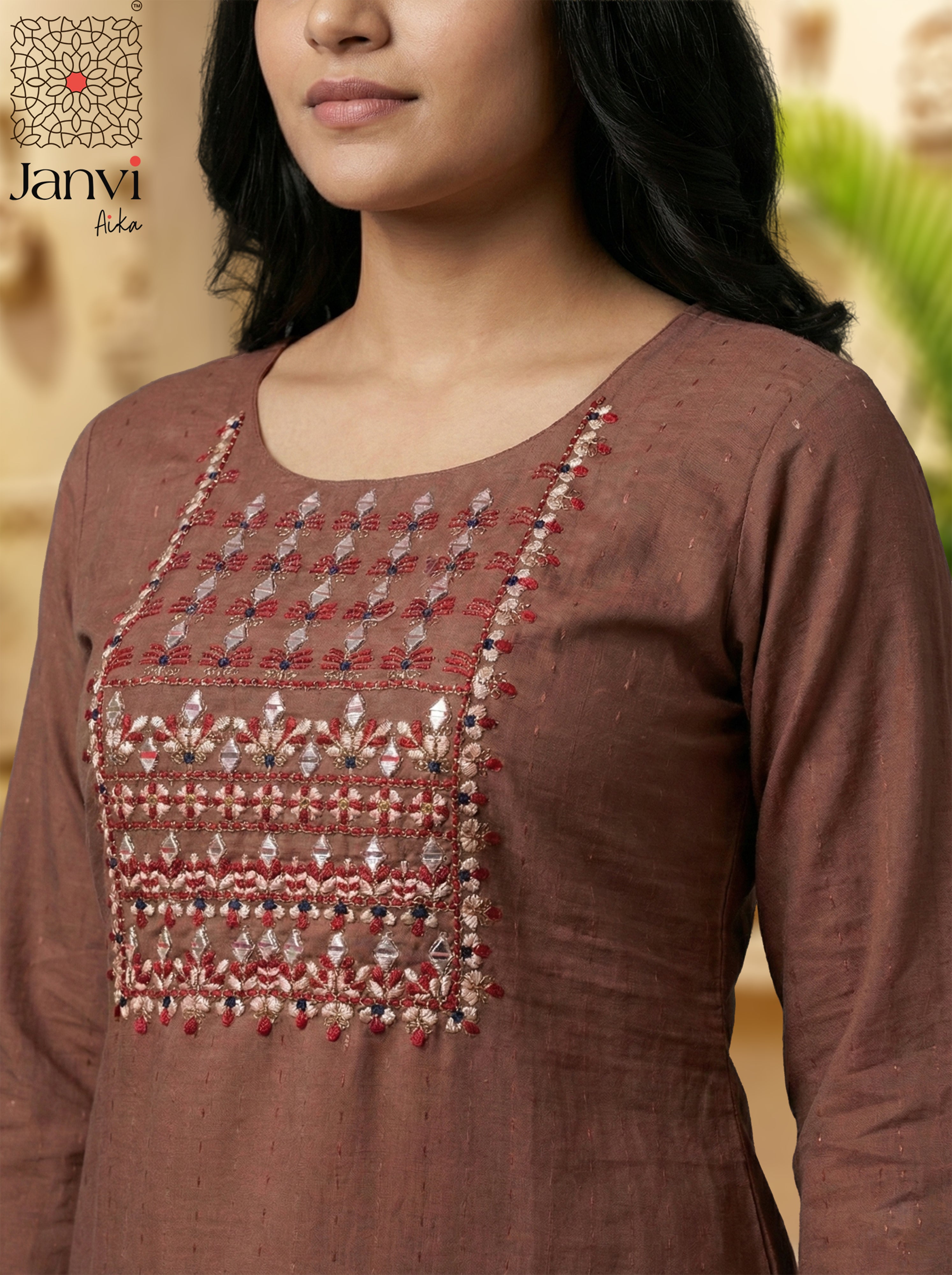 Gulnaar Brown Elegance Chudidhar Set