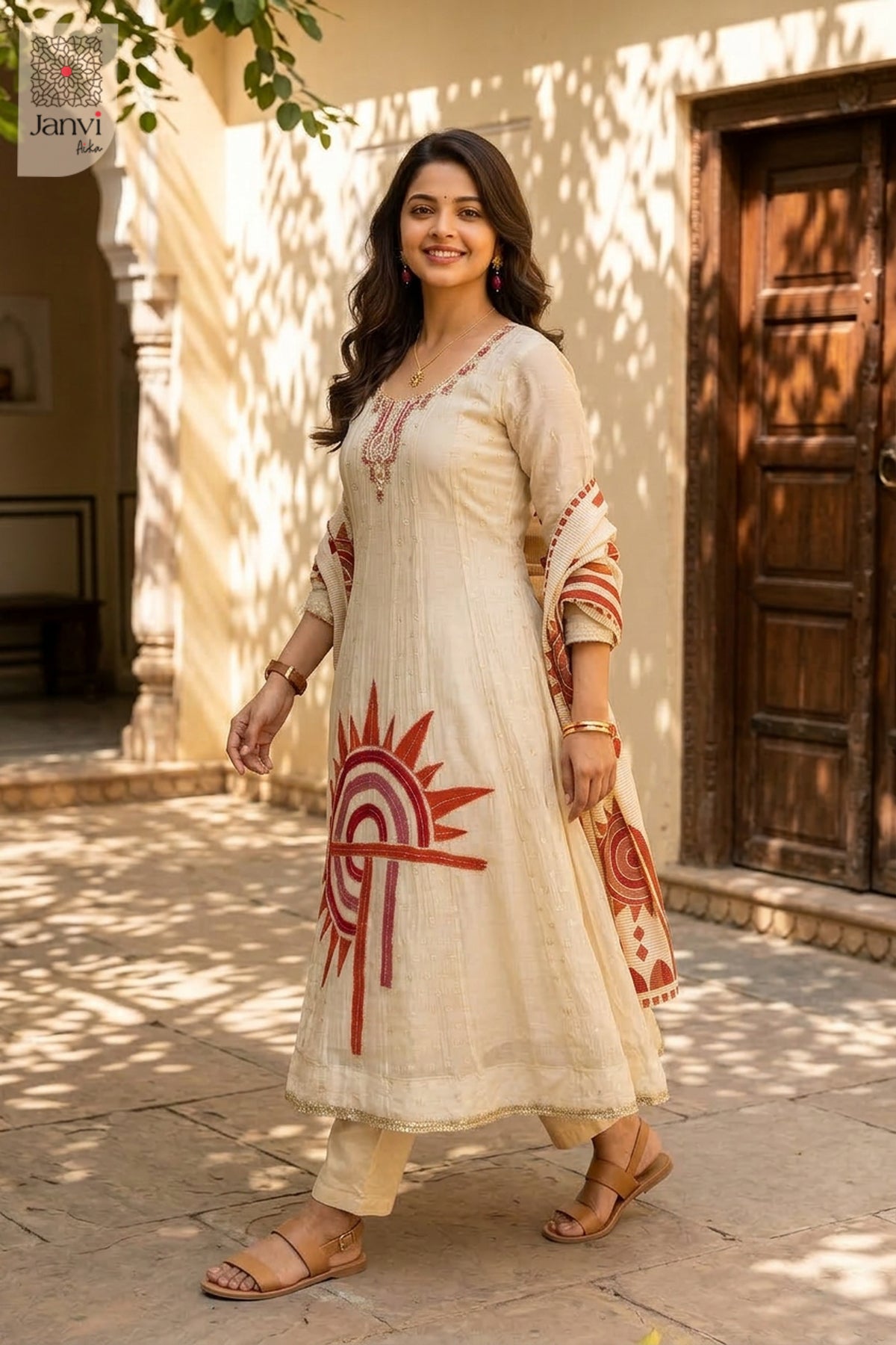 Side profile view of Ivory Sunburst showcasing design for online clothes shopping websites.