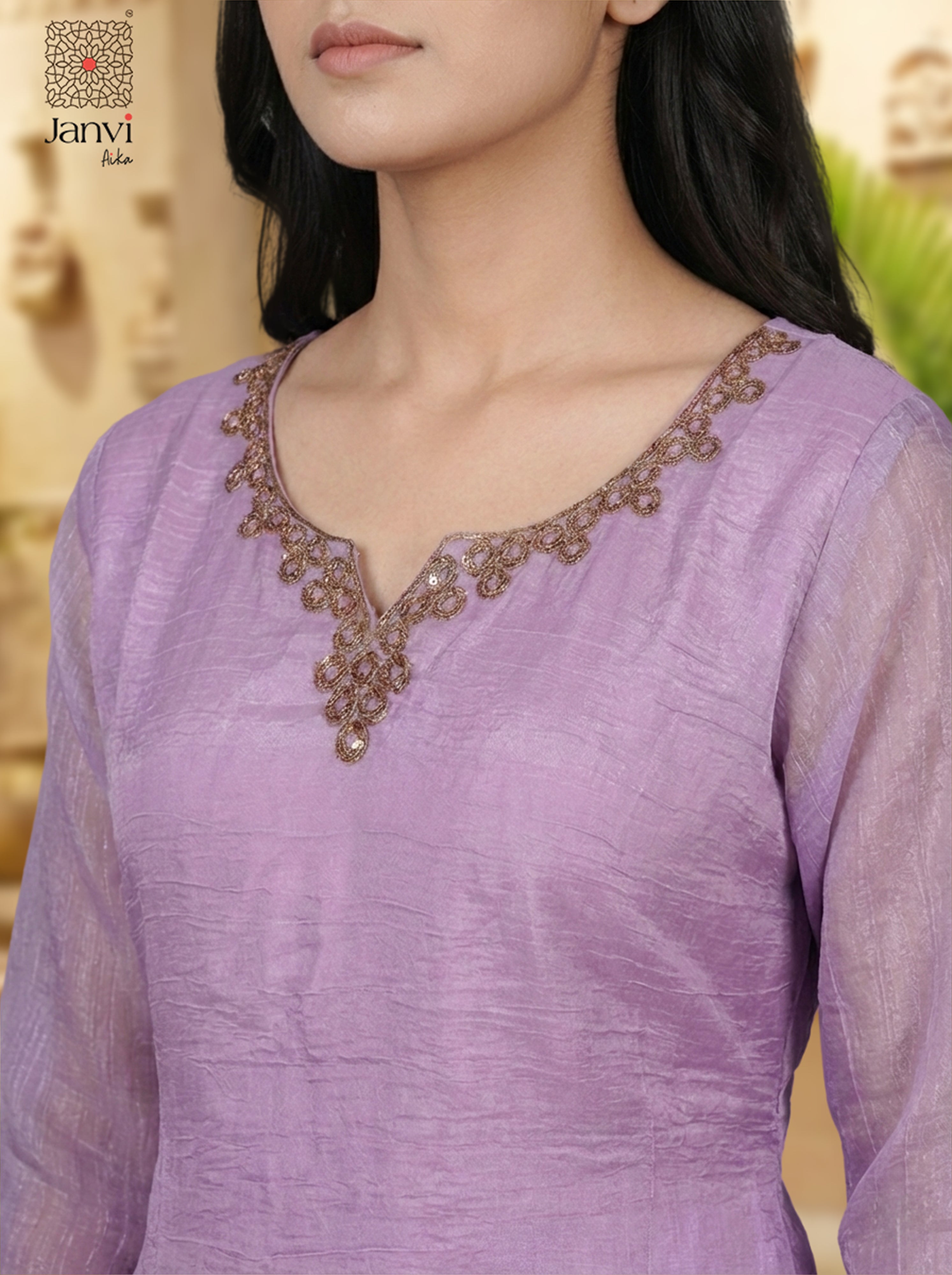 Lavender Silk Blend Embroidered Chudidhar Set – Elegant Festive Wear