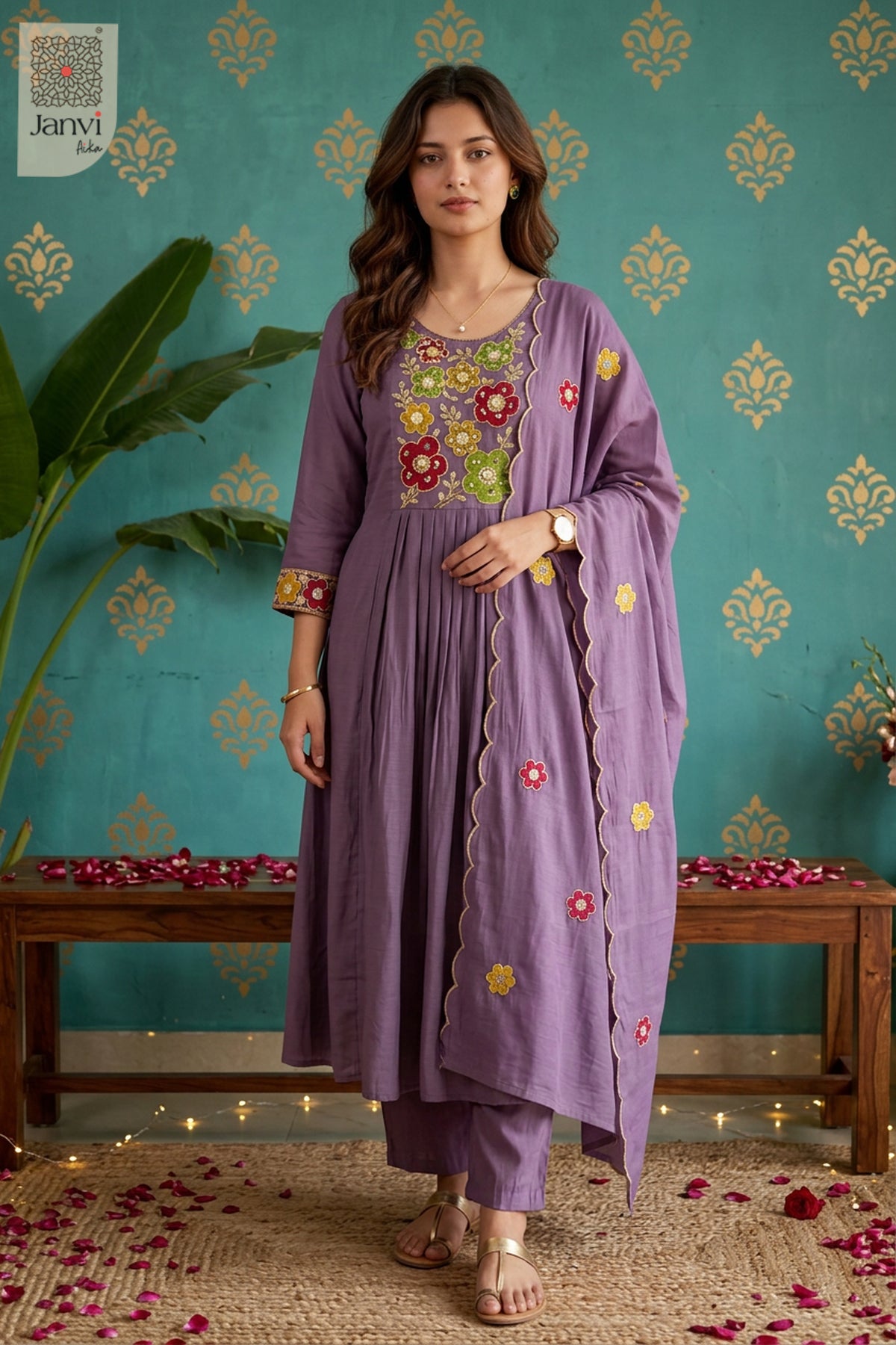 Lilac Petal Parade Floral Round Neck