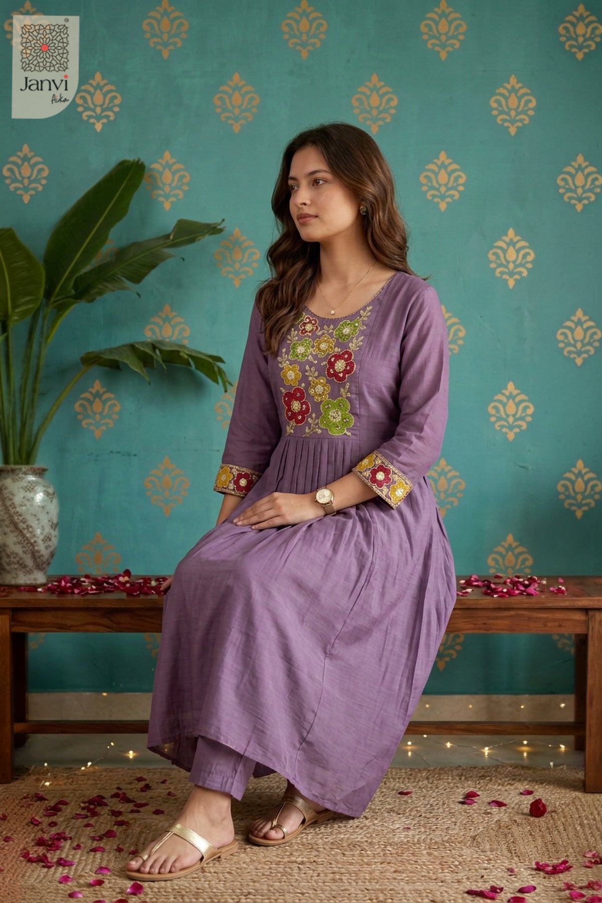 Lilac Petal Parade Floral Round Neck