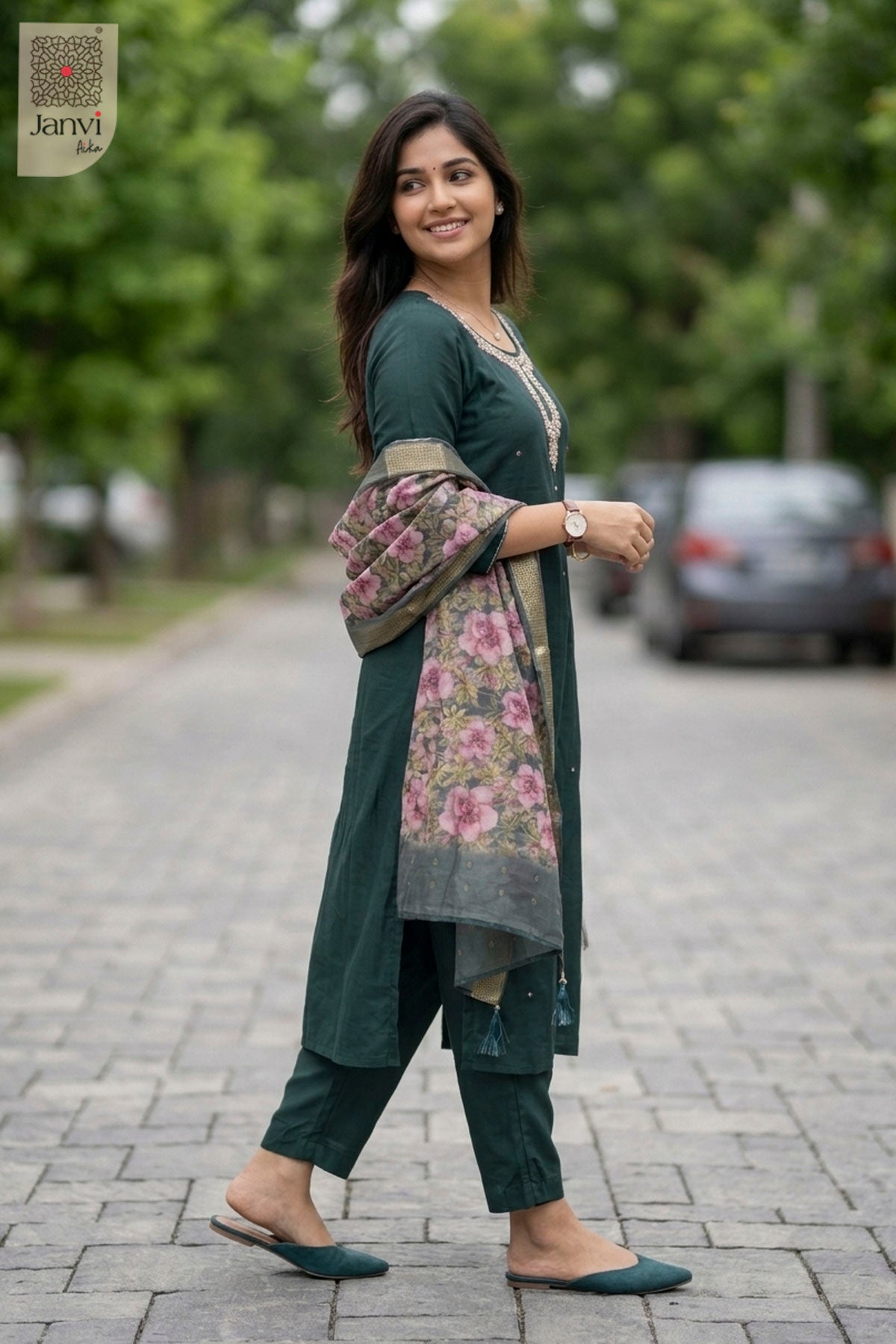 Mayura Emerald Silk Touch Chudidhar Set