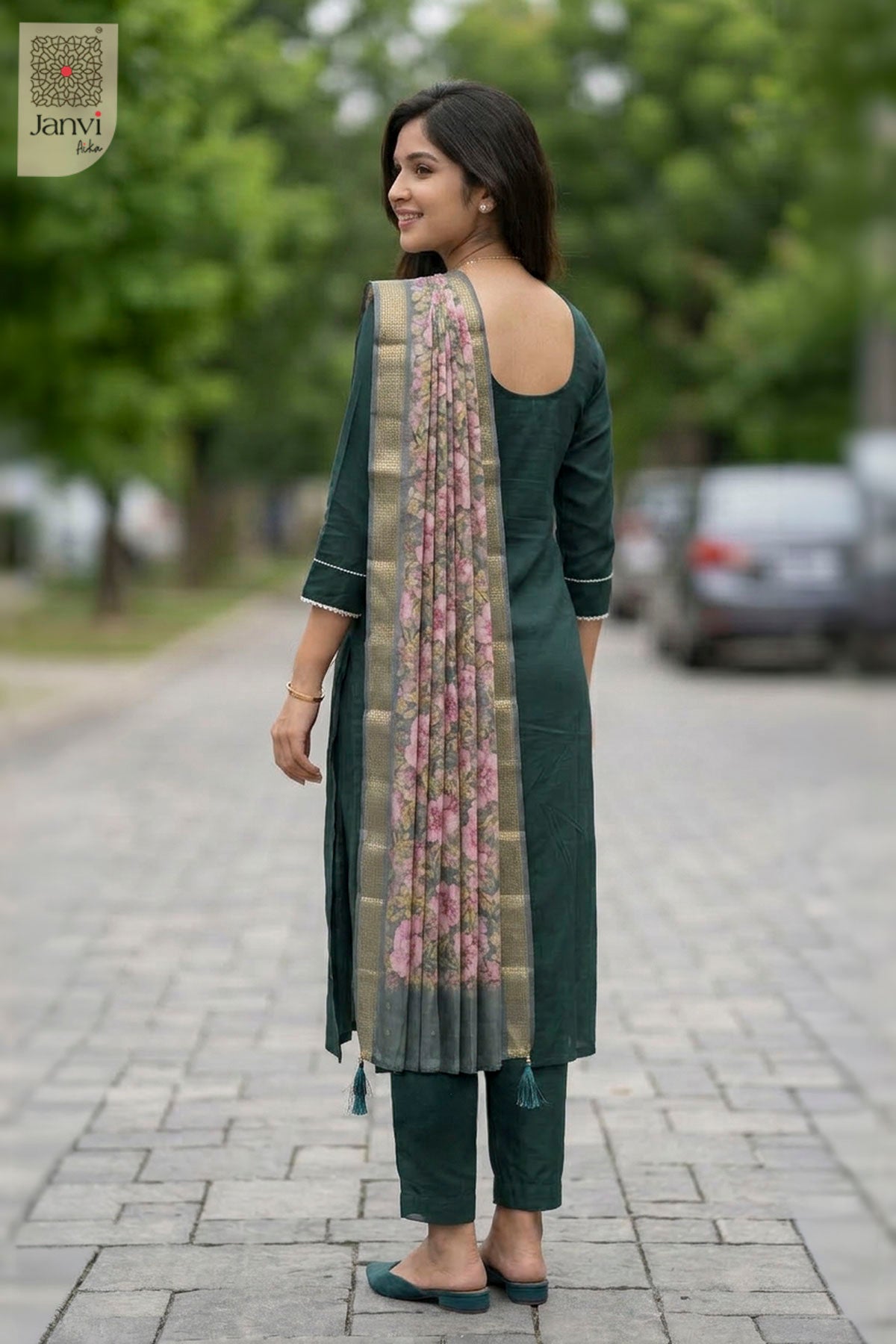 Mayura Emerald Silk Touch Chudidhar Set