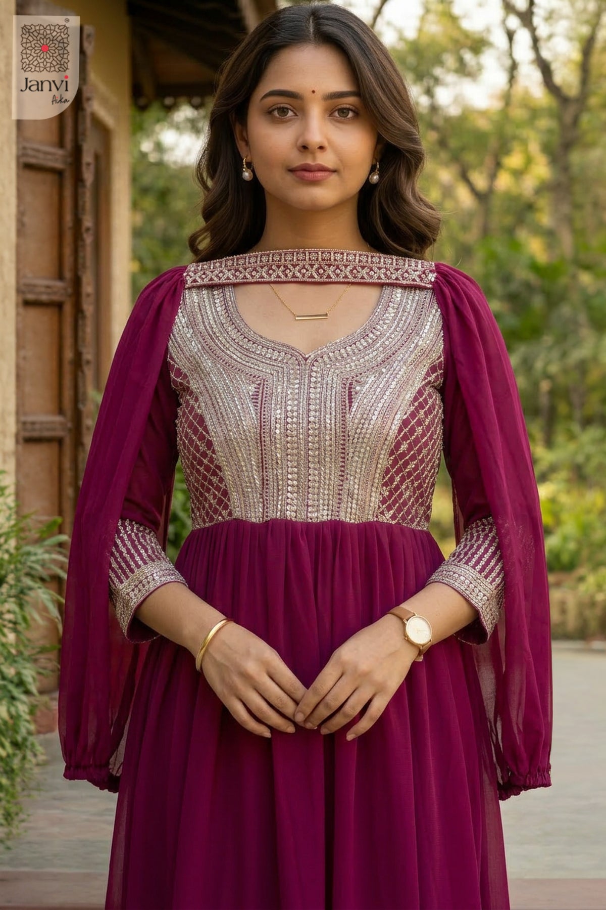 Mehr Crimson Grace Anarkali Dress