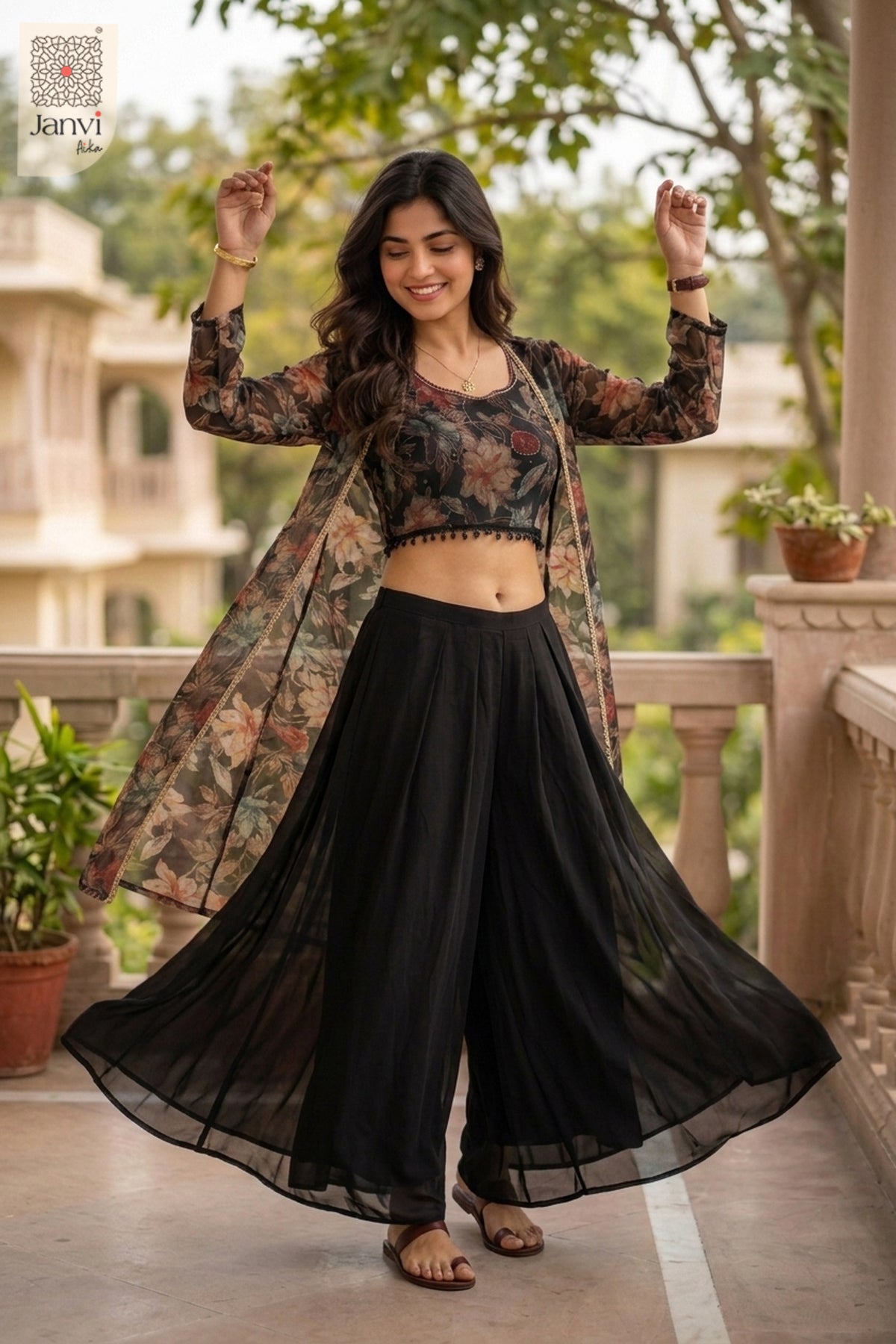 Midnight Flora Sharara Set