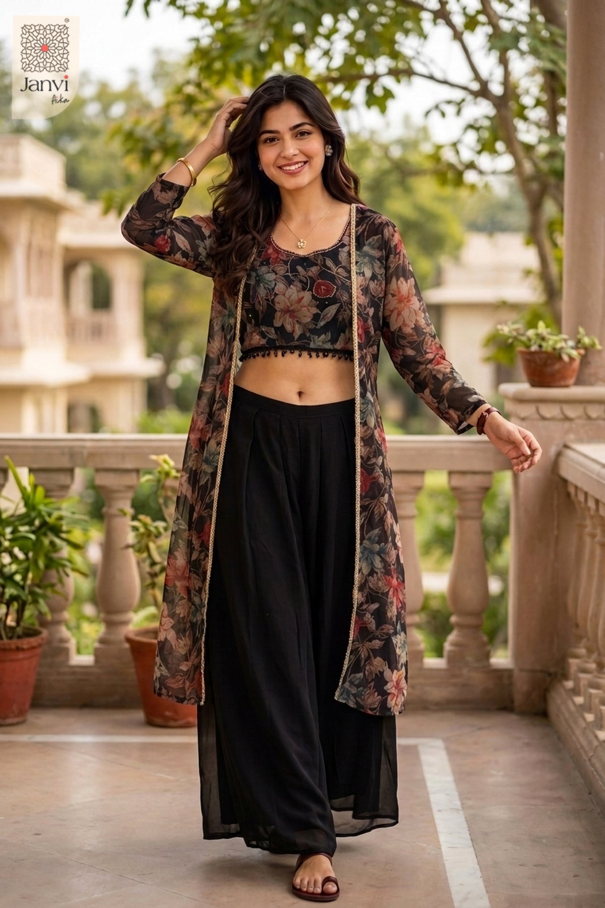Midnight Flora Sharara Set