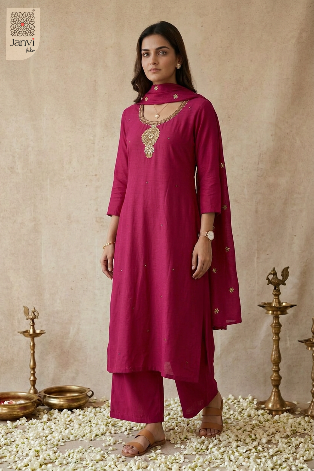 Mandala Pendant Work U Neck Anarkali