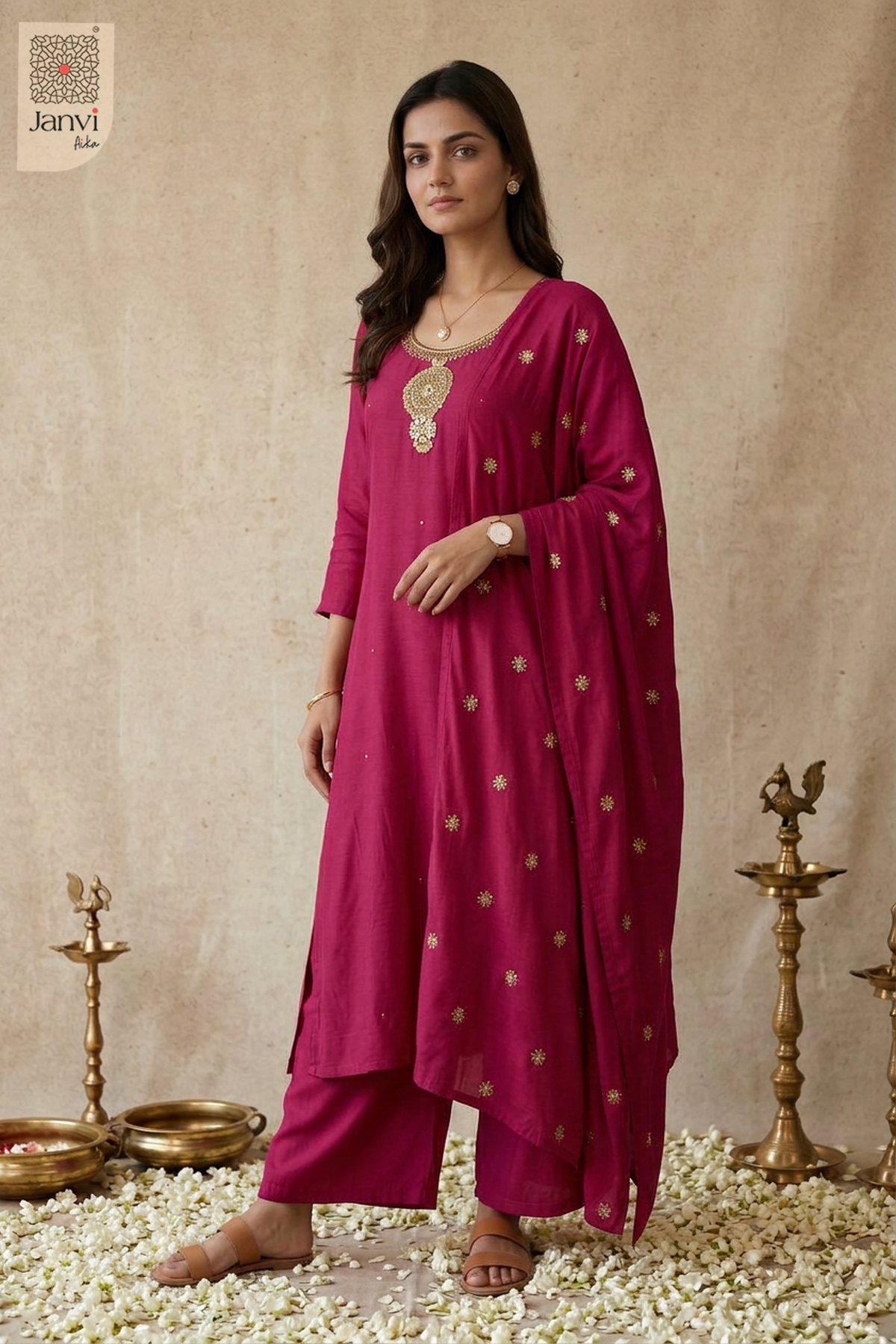 Mandala Pendant Work U Neck Anarkali