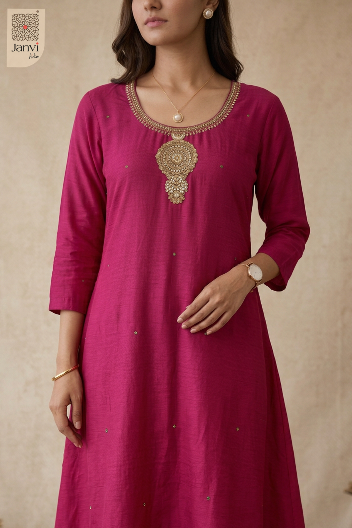 Mandala Pendant Work U Neck Anarkali