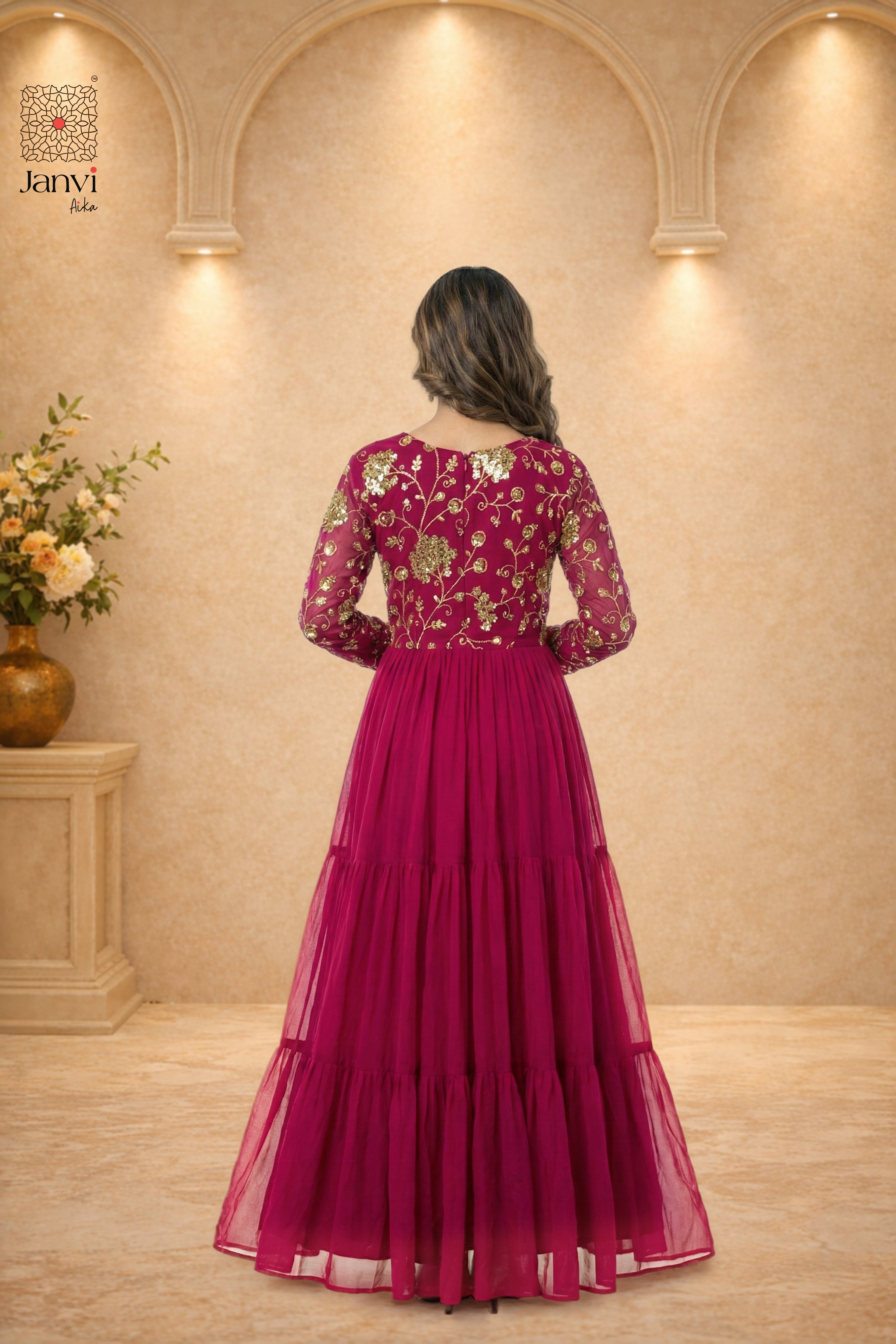 Noorza Crimson Grace Anarkali Dress