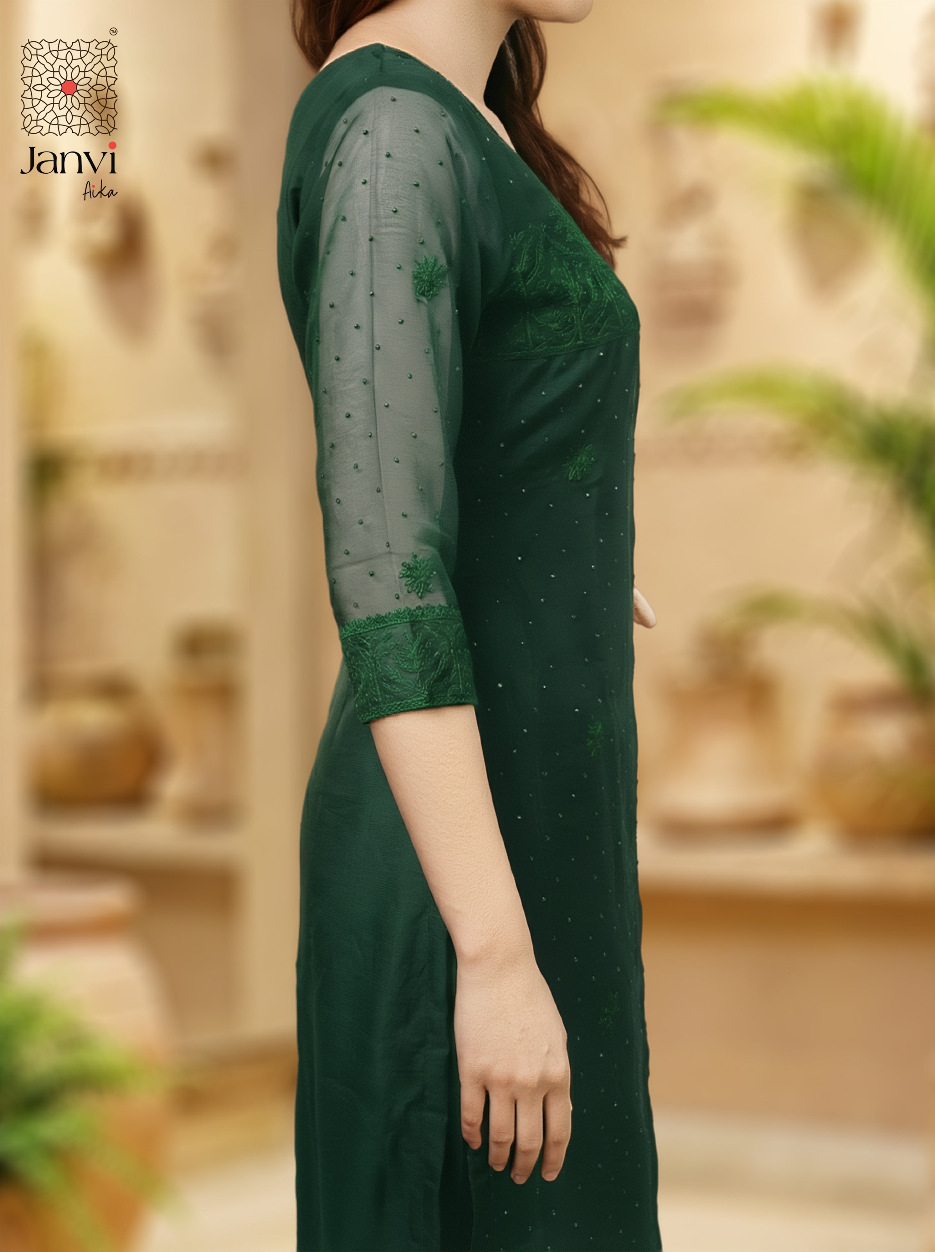 Nyra Deep Green Couture Chudidhar Set