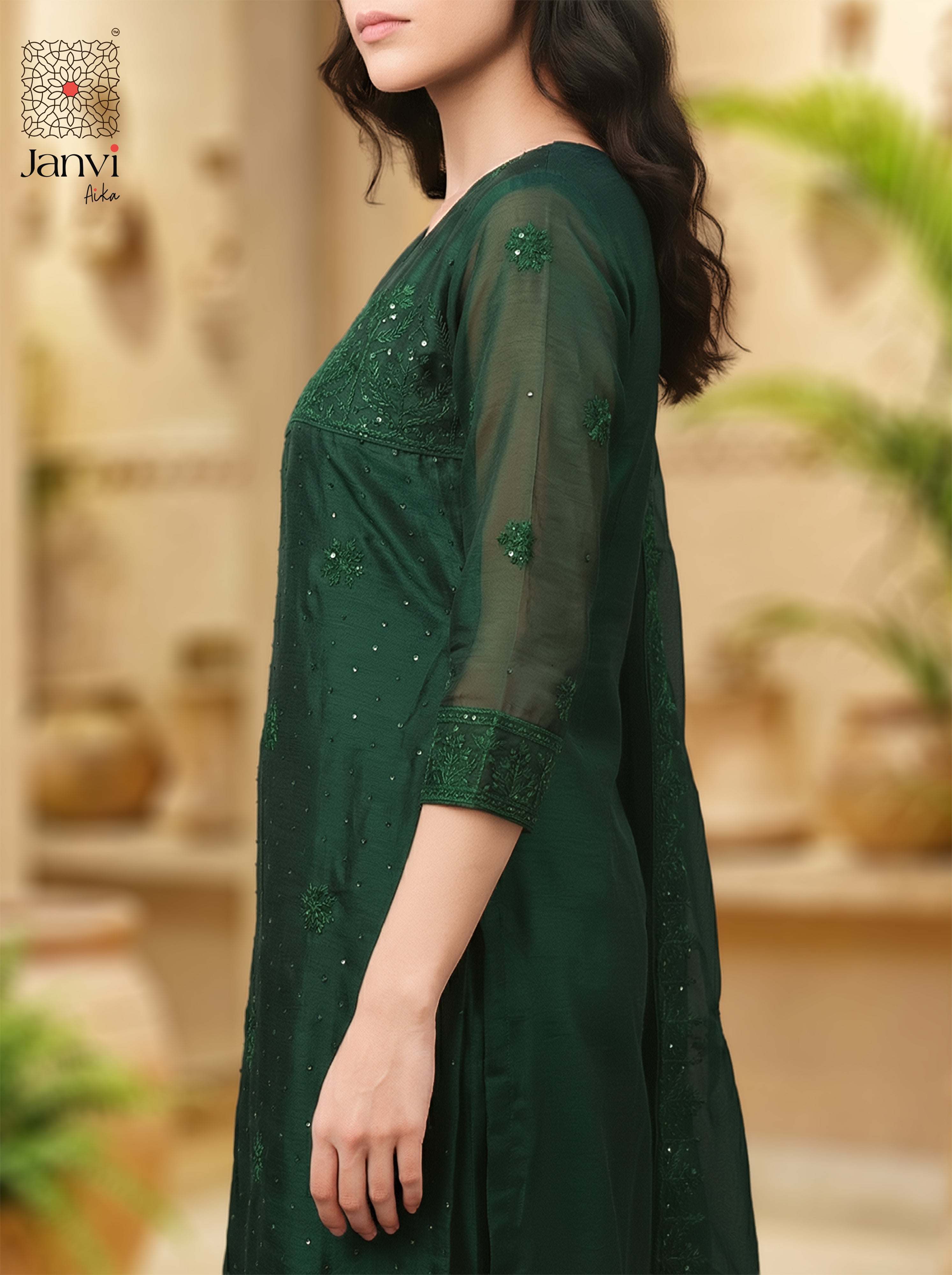 Nyra Deep Green Couture Chudidhar Set
