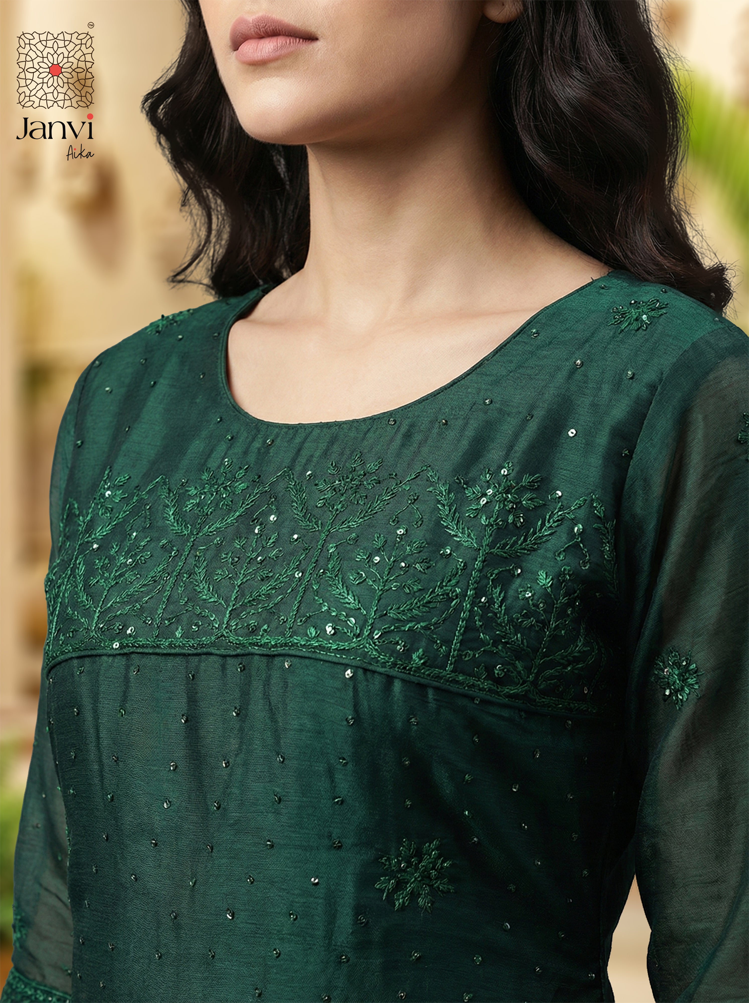 Nyra Deep Green Couture Chudidhar Set