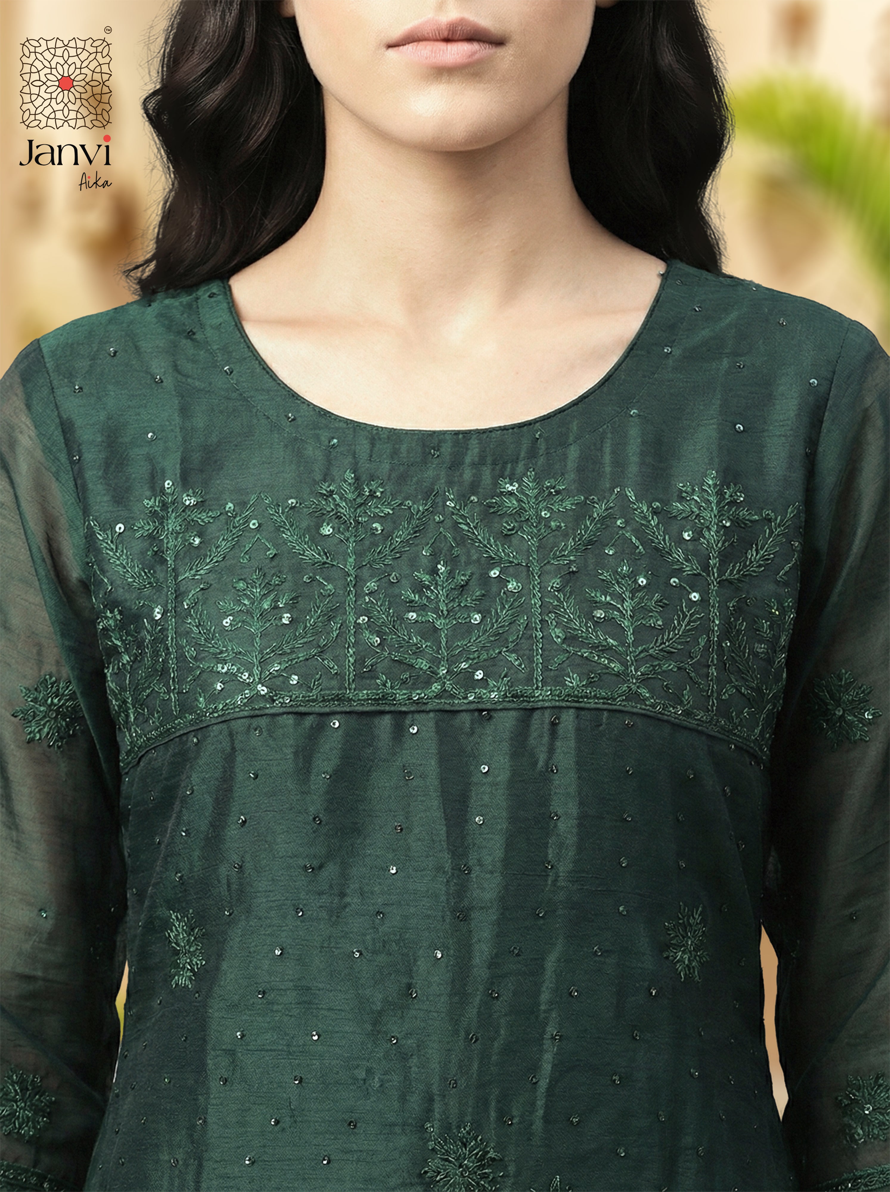 Nyra Deep Green Couture Chudidhar Set