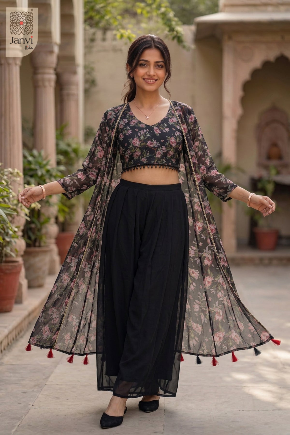 Onyx Rose Sharara Set