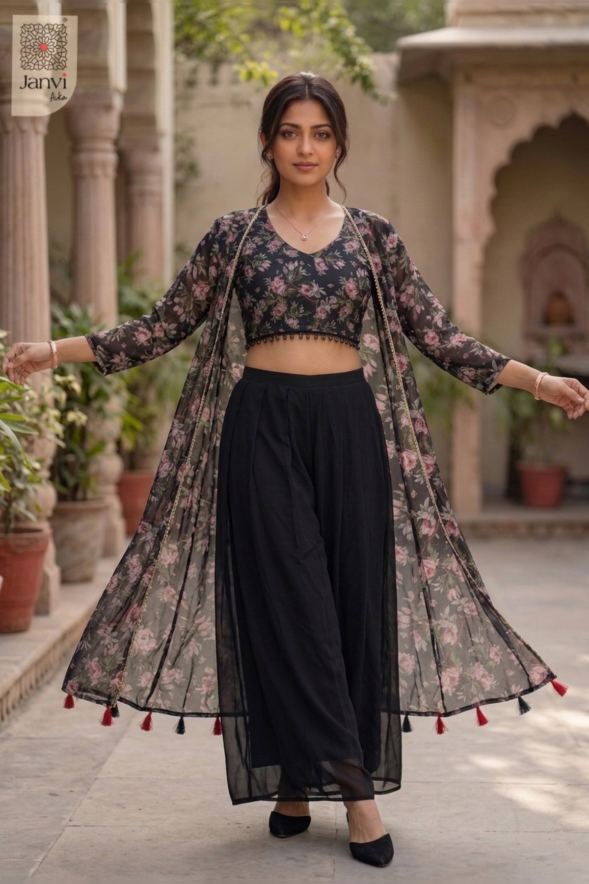 Onyx Rose Sharara Set