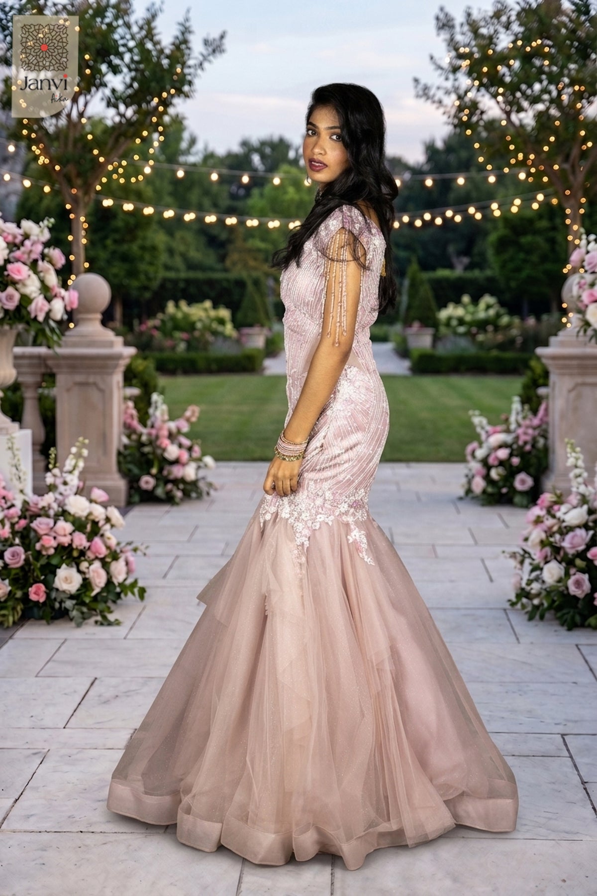 Discover absolute perfection in a side profile of this premium wedding dresses option.