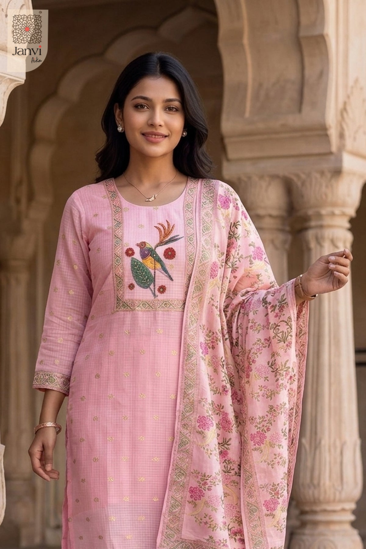 Pink Paradise Ornate Panel Kurta